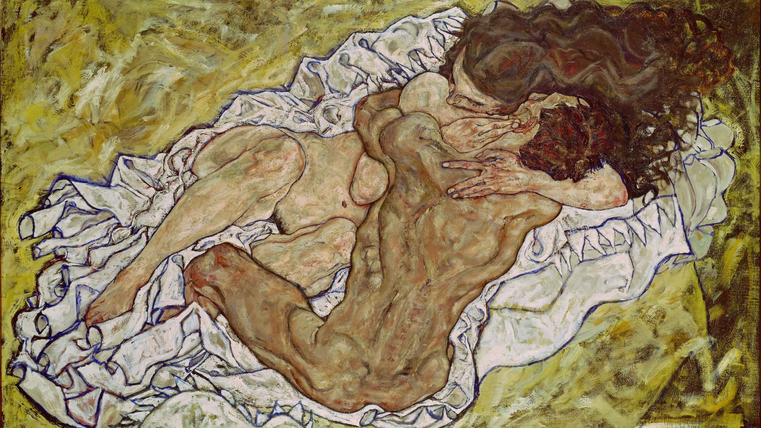 Abbraccio (amanti). P304. Olio su tela di Egon Schiele. Austria. 1917 - Credits Getty Images 