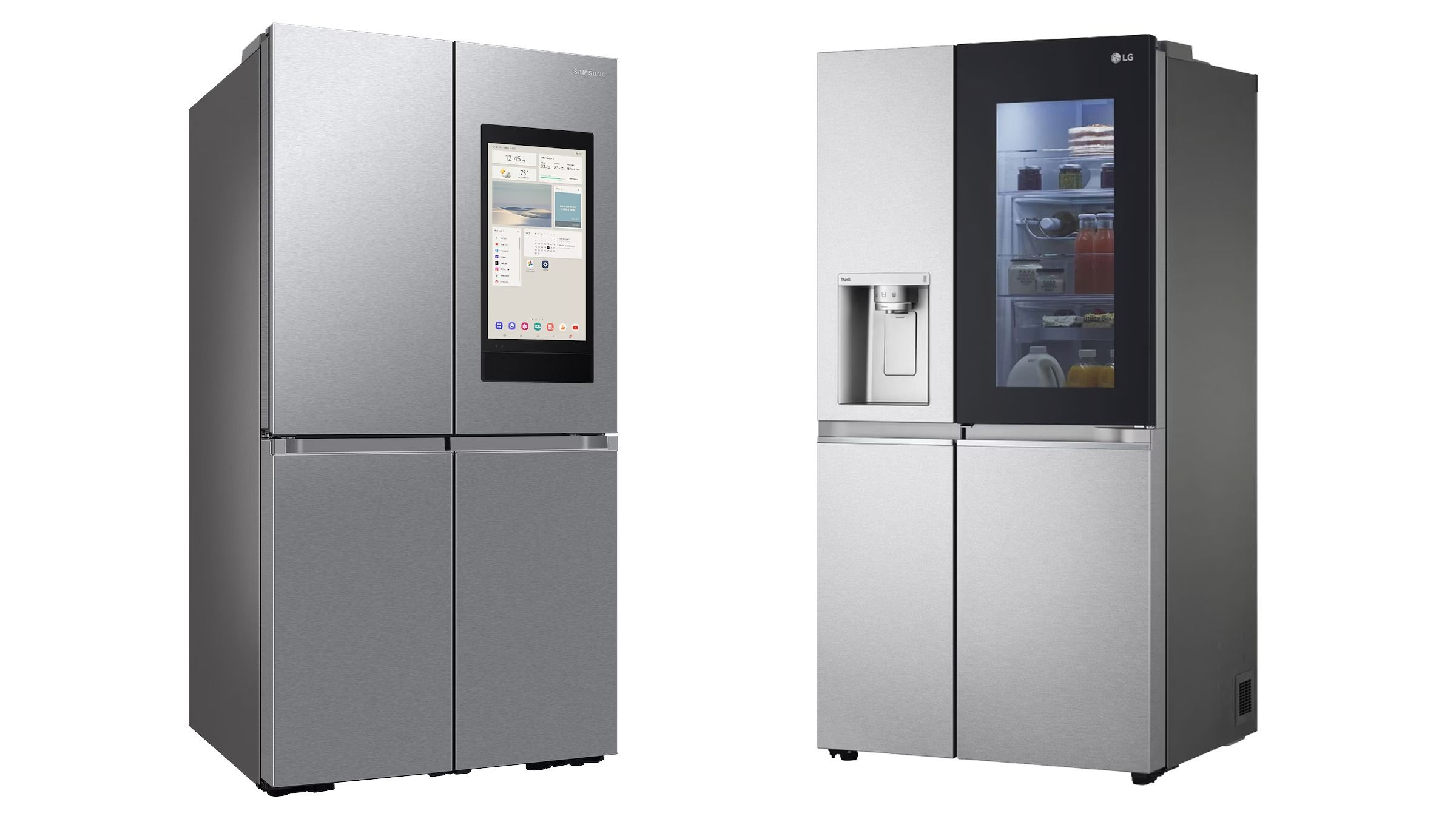 Da sinistra Samsung Family Hub AI – LG InstaView ThinQ. Courtesy Press Office