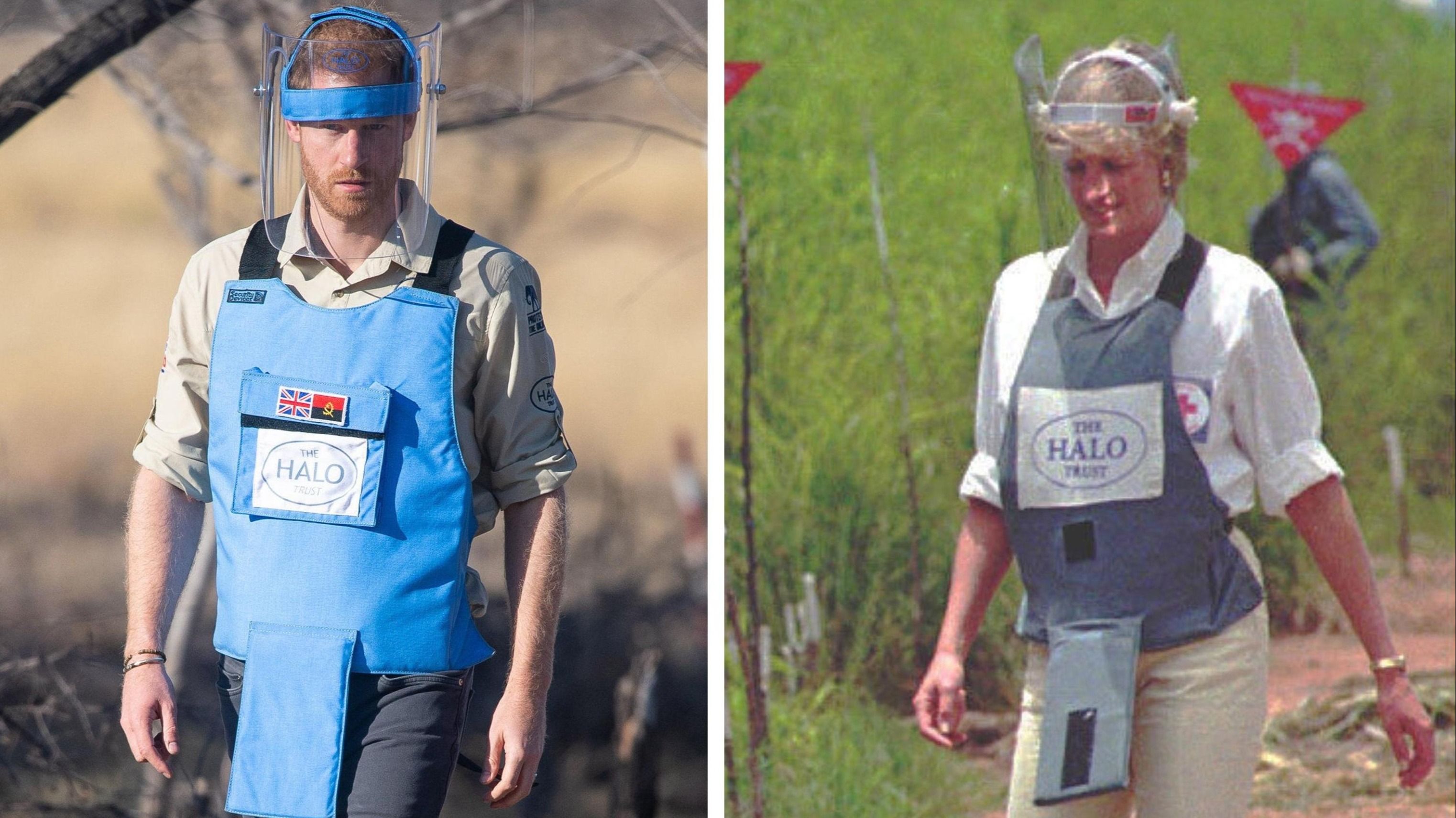 Diana in Angola nel 1997 e Harry in Angola nel 2019