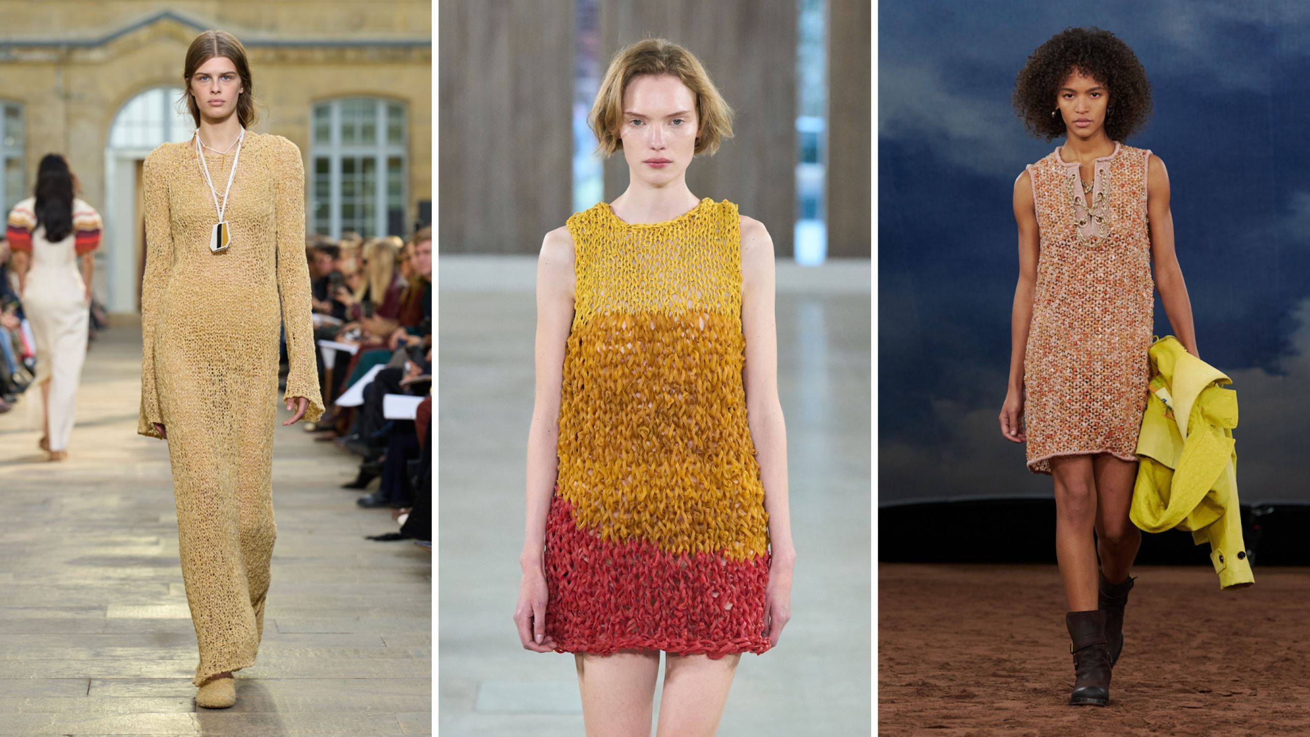 Da sinistra: Gabriela Hearst; Moschino; Burberry SS26 - Credits Launchmetrics.com/Spotlight