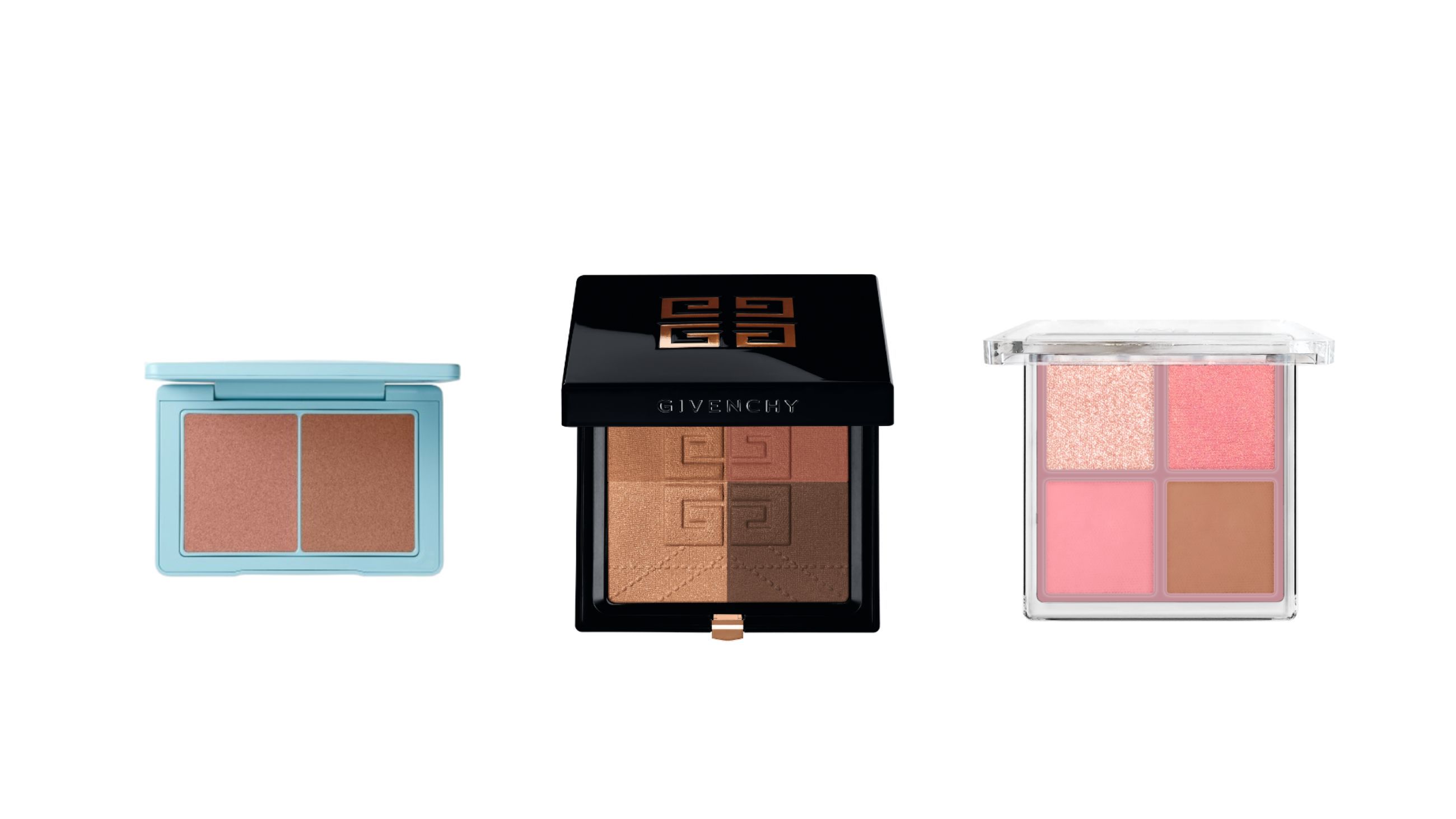 Da sinistra: Westman Atelier, Soleil Parfait; Givenchy, Prisme Libre Bronzing Powder; RVB Lab, Glow Harmony - Courtesy Press Office