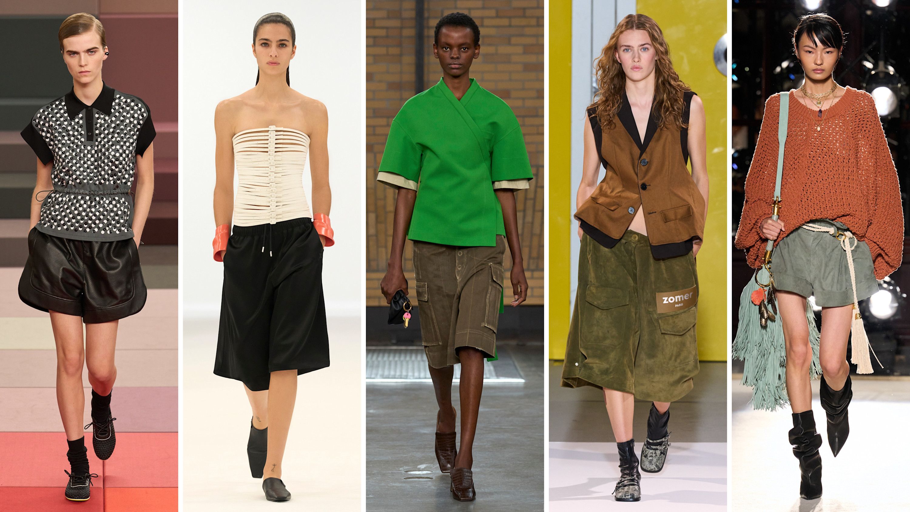 Dalle passerelle PE26: da sinistra mise di Fendi, Courrèges, Calvin Klein, Zomer e Balmain - Credits: Launchmetrics.com/Spotlight
