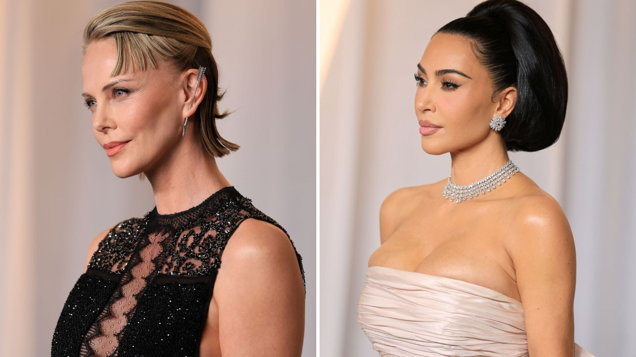 Da sinistra a destra, Charlize Theron e Kim Kardashian - Credits: Getty Images