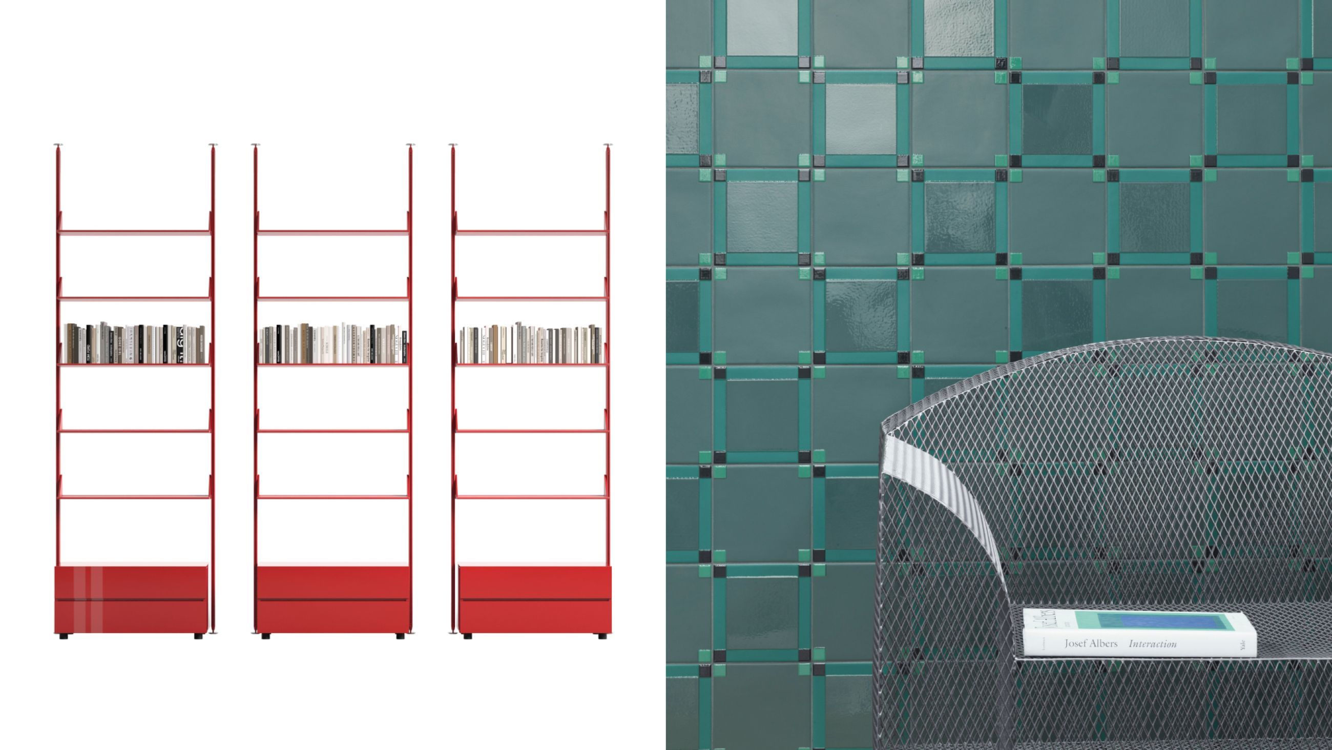 Da sinistra: A.B.C. System, Alberto Meda, Cappellini - Courtesy con Cappellini; Homage to the Square, Josef Albers Foundation, Mutina - Courtesy Mutina 