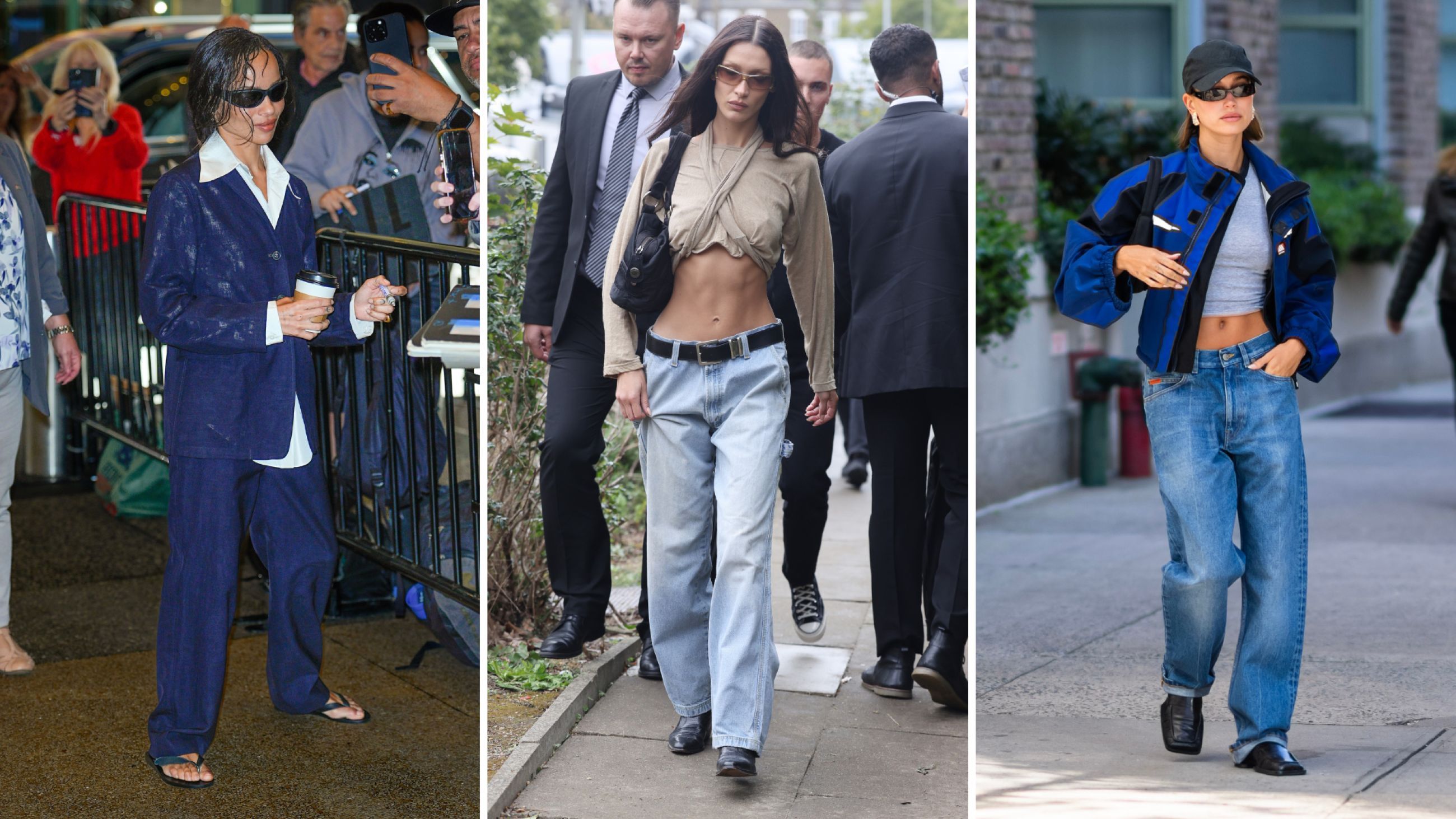 Da sinistra: Zoe Kravitz; Bella Hadid; Hailey Bieber - Credits Getty Images