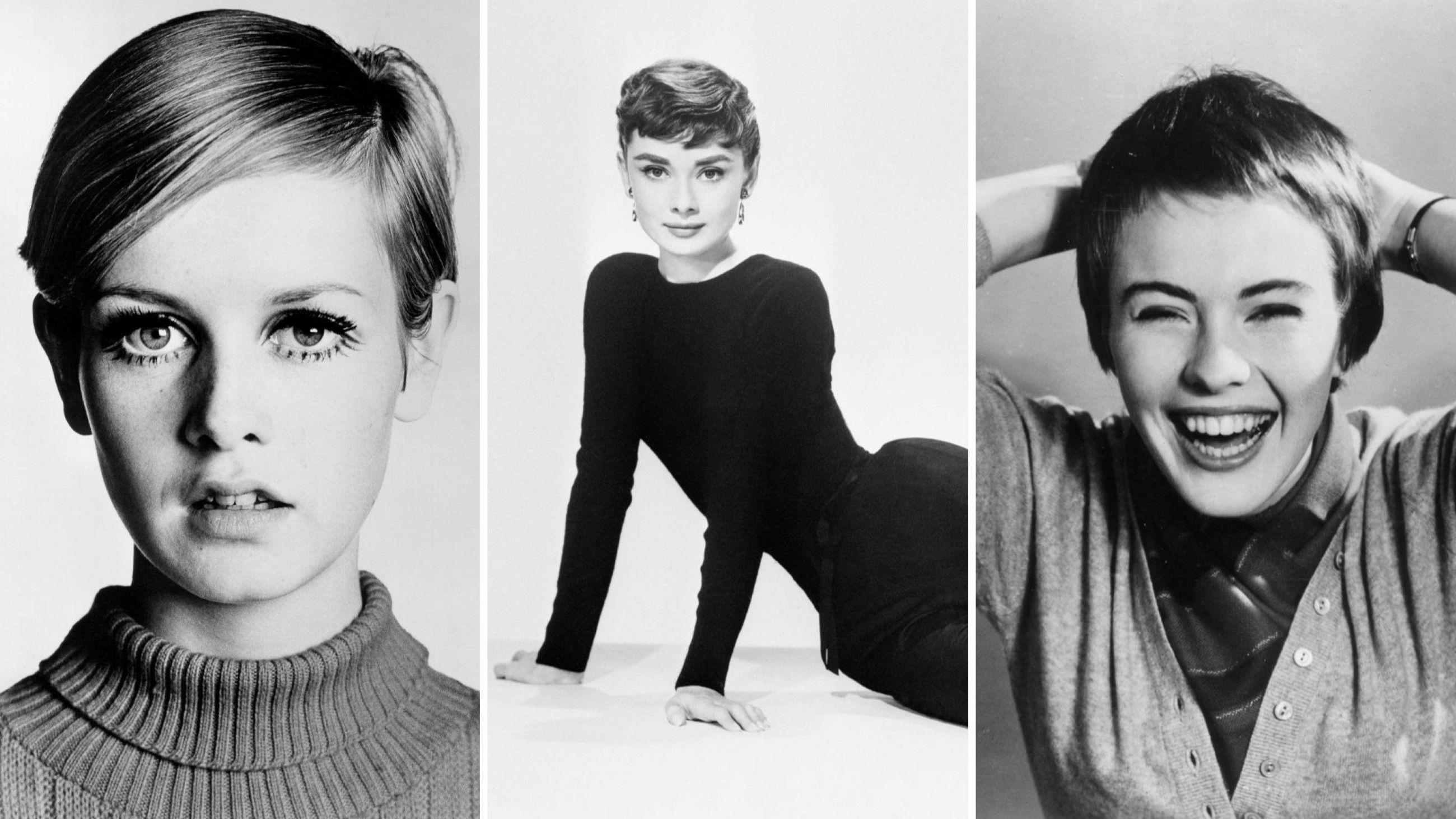 Un volantino pubblicitario del 1967 con la supermodella inglese Twiggy, per promuovere "Twiggy in Hollywood", il secondo di una serie documentaria in tre episodi realizzata per la rete televisiva americana ABC. La serie fu girata negli Stati Uniti all’inizio del 1967 e diretta da Bert Stern; Audrey Hepburn posa per una foto promozionale per pubblicizzare il film Sabrina; L’attrice americana Jean Seberg (1938 - 1979) sfoggia un taglio di capelli alla garçonne e un cardigan, 1956 - Credits: Getty Images