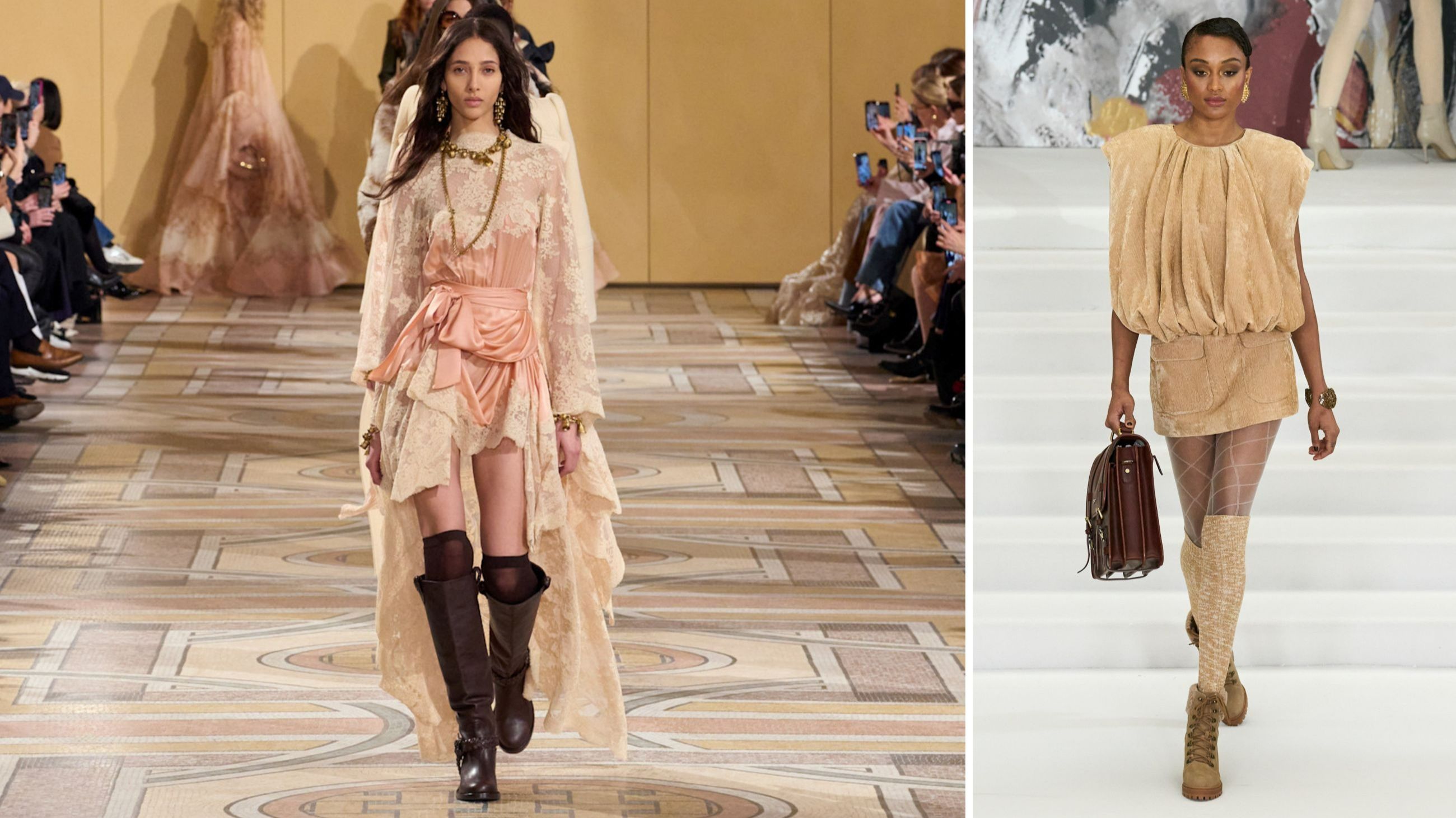Da sinistra look dalle sfilate FW2526 di Zimmermann e Paul Costelloe - Credits: Launchmetrics.com/Spotlight