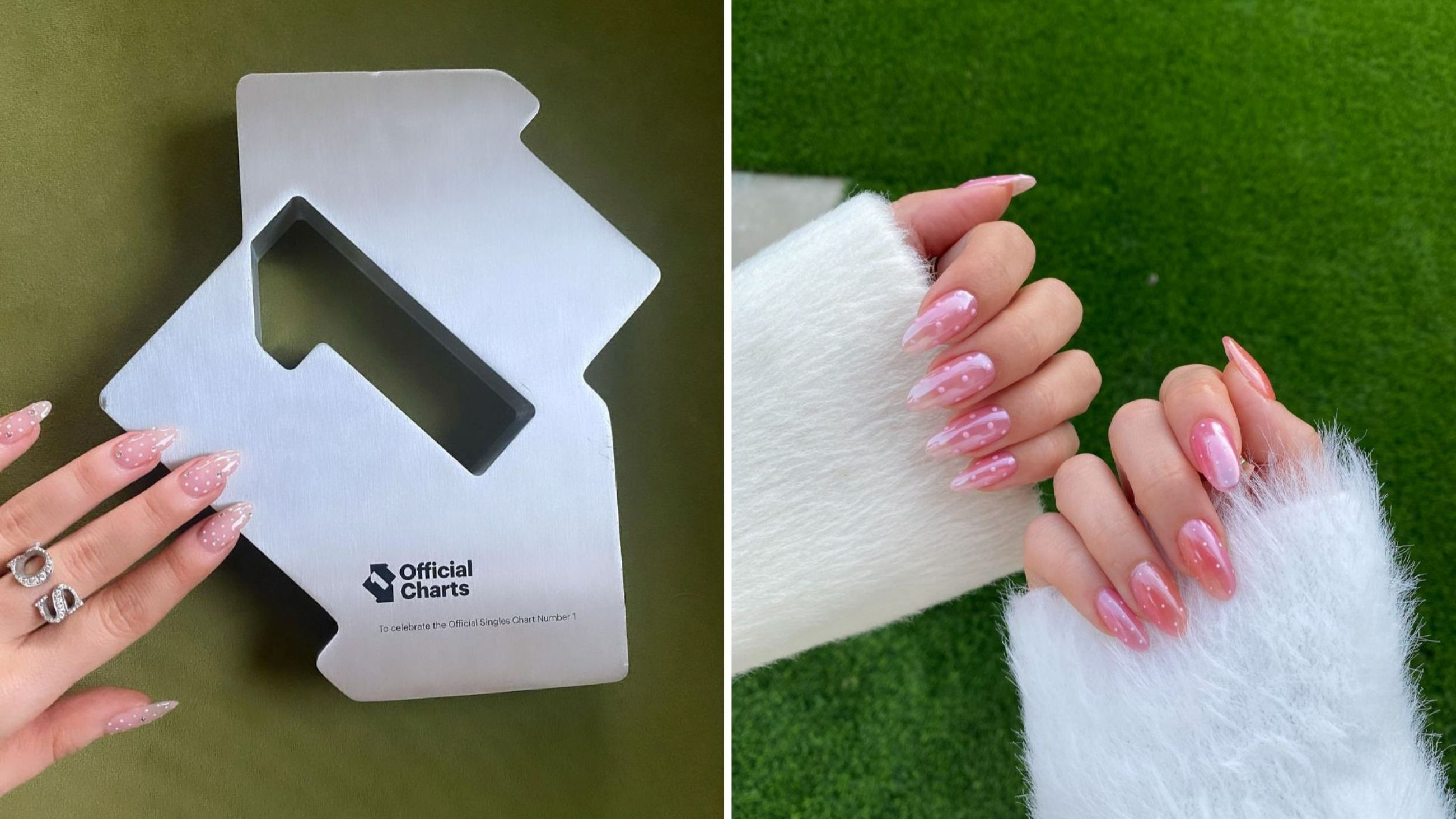 Unghie con micro pois - Credits: Instagram @NailsbyZola per Sabrina Carpenter 