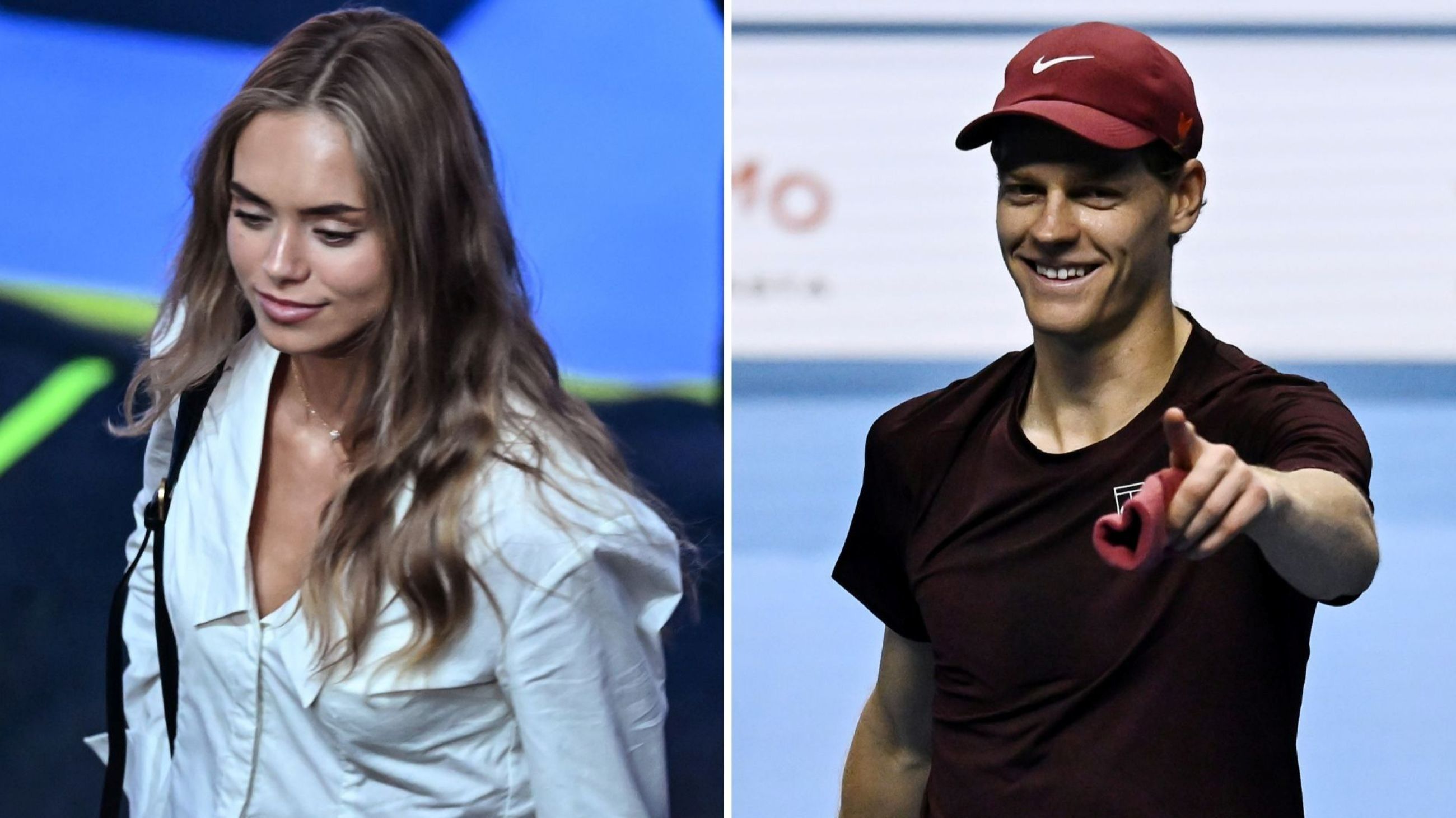 Laila Hasanovic, la fidanzata di Sinner, sugli spalti durante il secondo giorno delle Nitto ATP Finals 2025 all’Inalpi Arena il 10 novembre 2025 a Torino, Italia; Jannik Sinner, dell’Italia, festeggia la vittoria contro Felix Auger-Aliassime, del Canada, durante il secondo giorno delle Nitto ATP Finals 2025 all’Inalpi Arena il 10 novembre 2025 a Torino, Italia - Credits: Getty Images