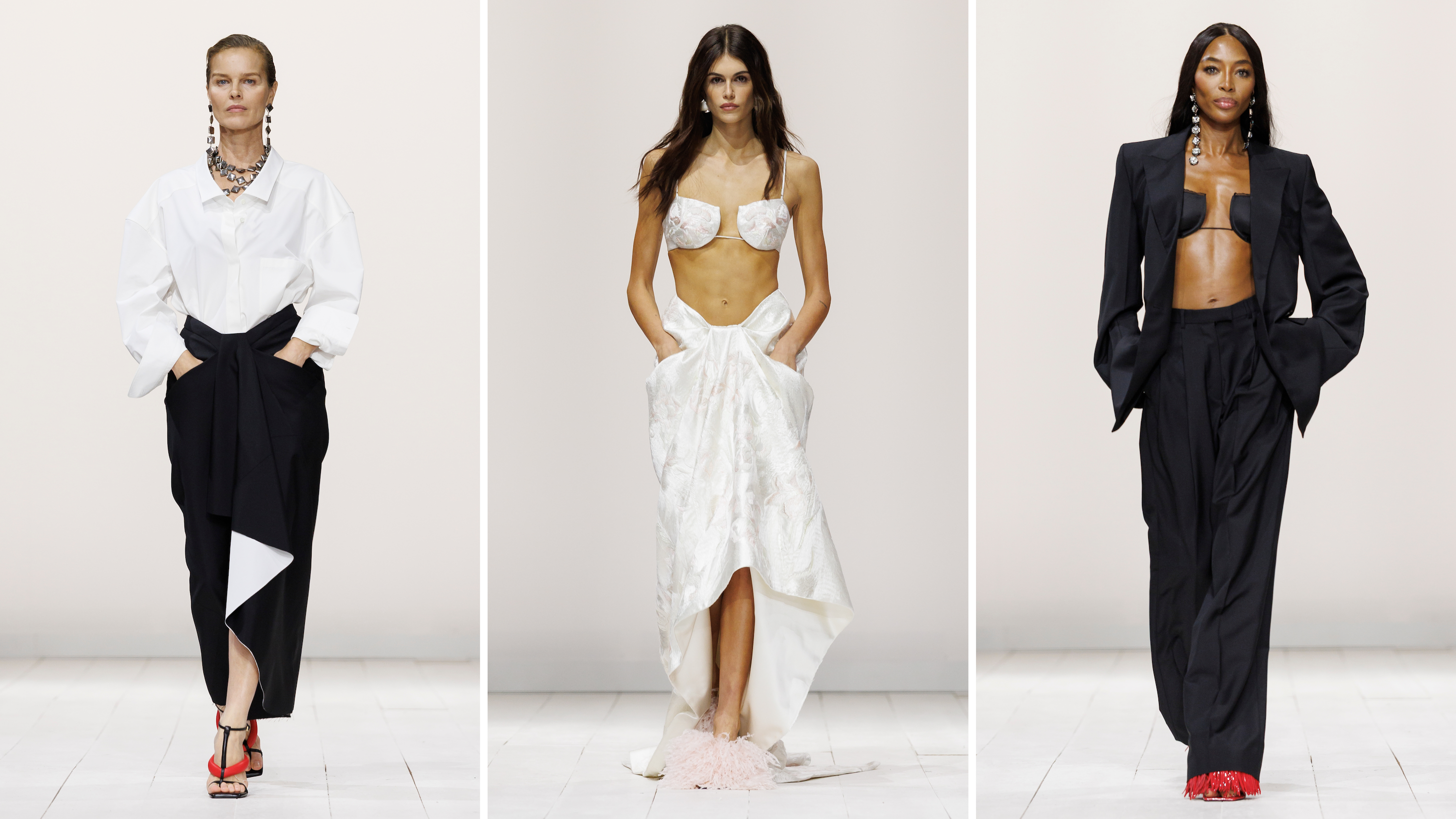 Da sinistra, le top model Eva Herzigova, Kaia Gerber e Naomi Campbell in passerella per la collezione di Givenchy SS26; Paris Fashion Week, 3 ottobre 2025
Credits: Press Office