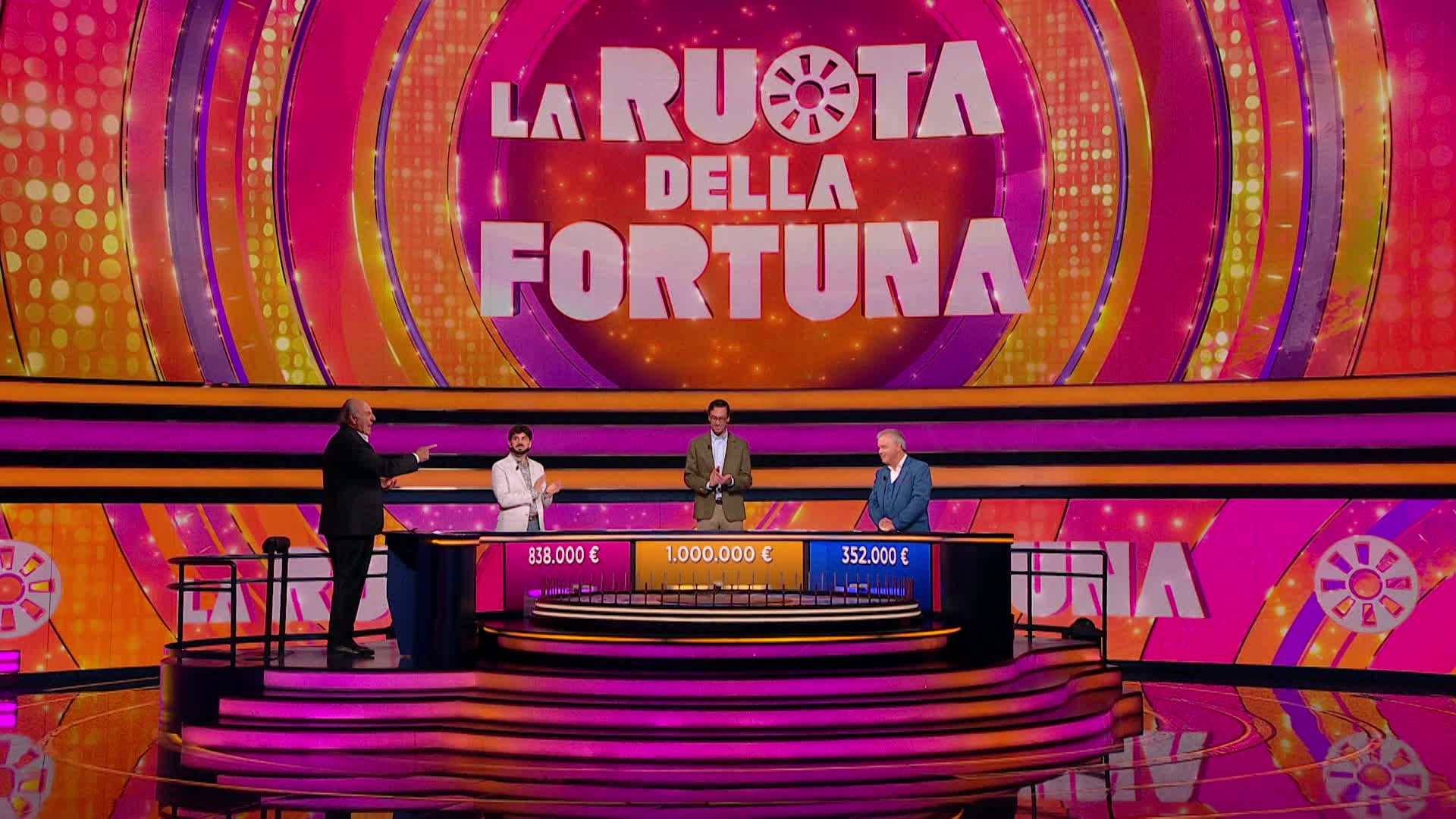 Nicolò Scalfi, Enrico Remigio e Ferdinando Sallustio concorrenti de La Ruota della Fortuna