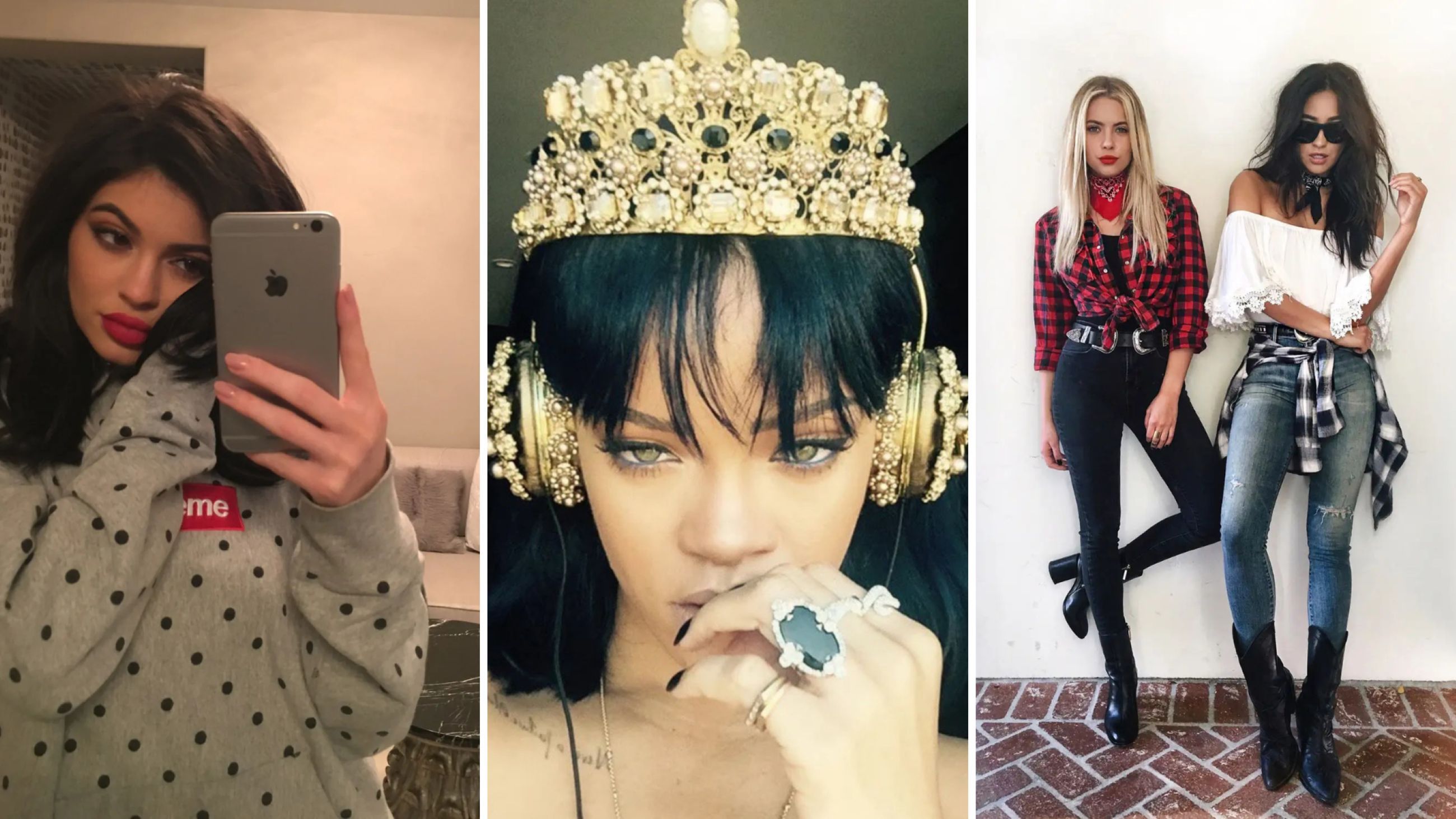 Immagini tratte dai profili Instagram di Kylie Jenner, Rihanna e Ashley Benson