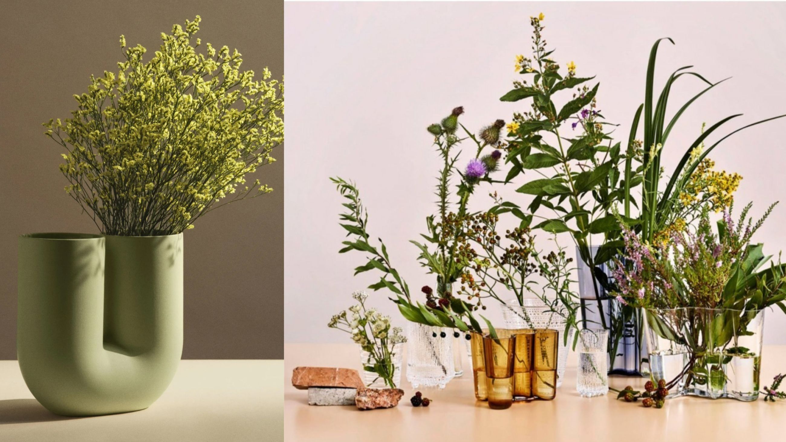 A sinistra: Kink Vase, Muuto - Courtesy Muuto; A destra: Savoy, Iittala - Courtesy Iittala 