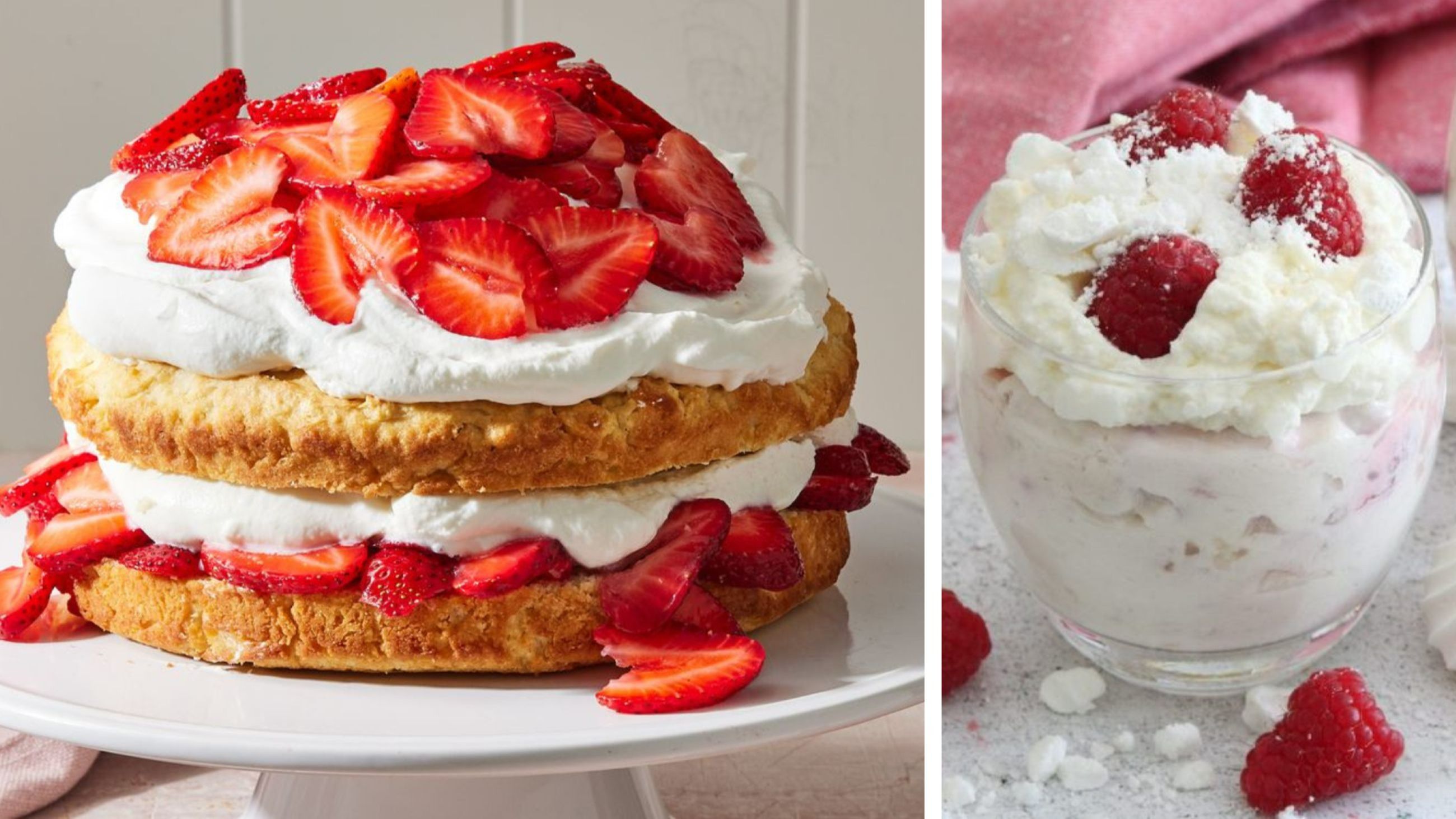 A sinistra: Strawberry shortcake; A destra: Eton Mess 
