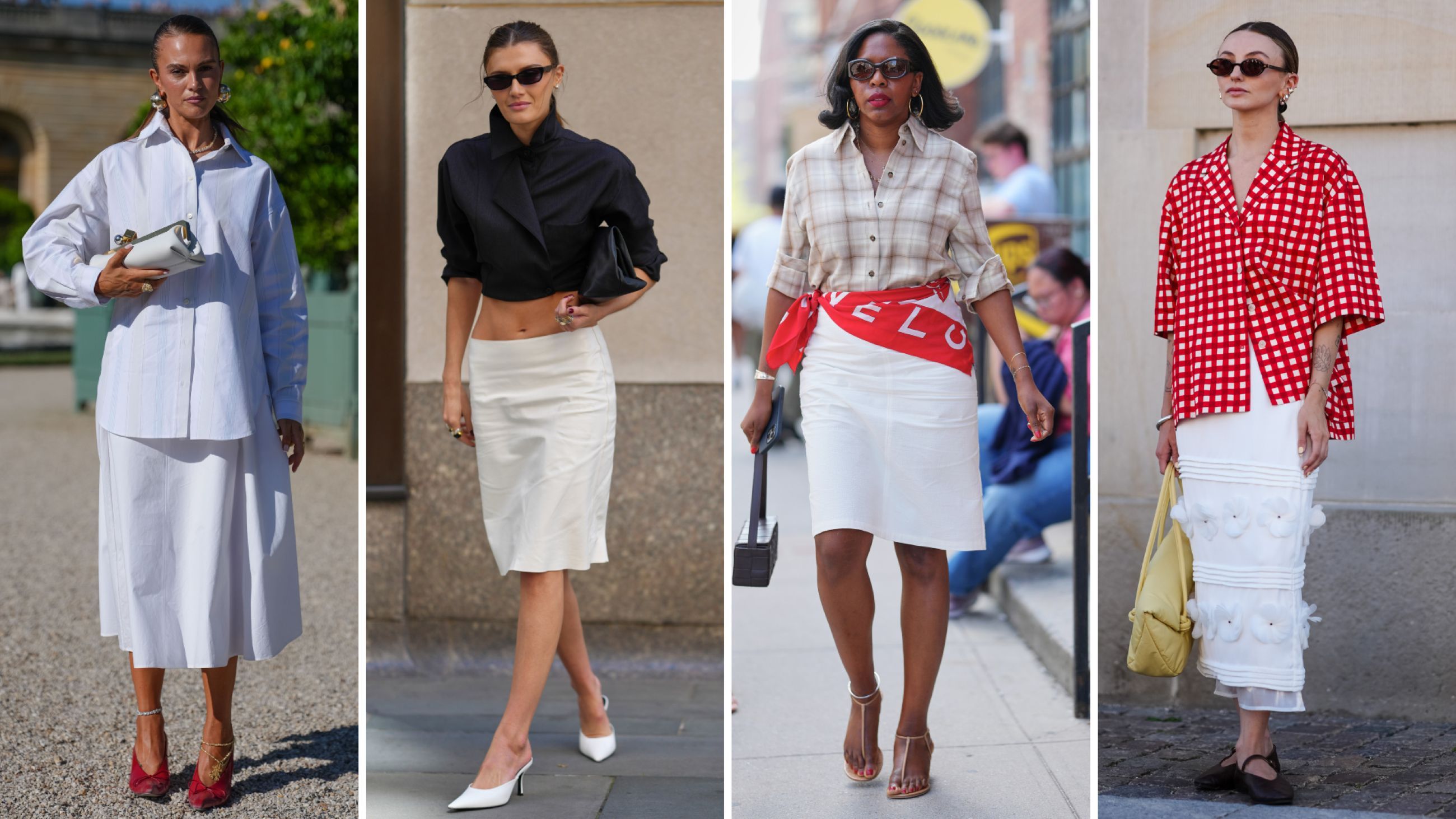 Da sinistra: Street Style durante la Paris Fashion Week - Menswear Primavera/Estate 2026; Street Style durante la New York Fashion Week, 2025; Street Style durante la New York Fashion Week, 2026; Street Style durante la Copenhagen Fashion Week Primavera/Estate 2024-2025