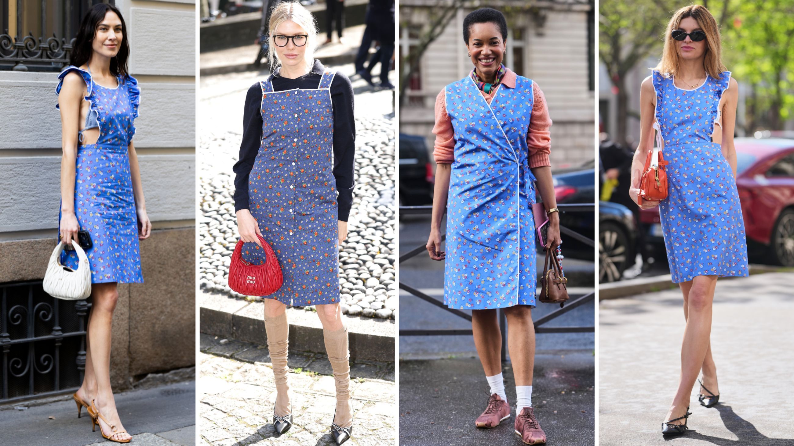 Da sinistra: Alexa Chung durante la Milan Design Week 2026; Lena Perminova alla sfilata Miu Miu Autunno/Inverno 2026-2027 durante la Paris Fashion Week; Tamu McPherson durante la Paris Fashion Week - Womenswear Autunno/Inverno 2026/2027; Alisa Volskaya durante la Paris Fashion Week - Moda Donna Autunno/Inverno 2026/2027 - Credits Getty Images