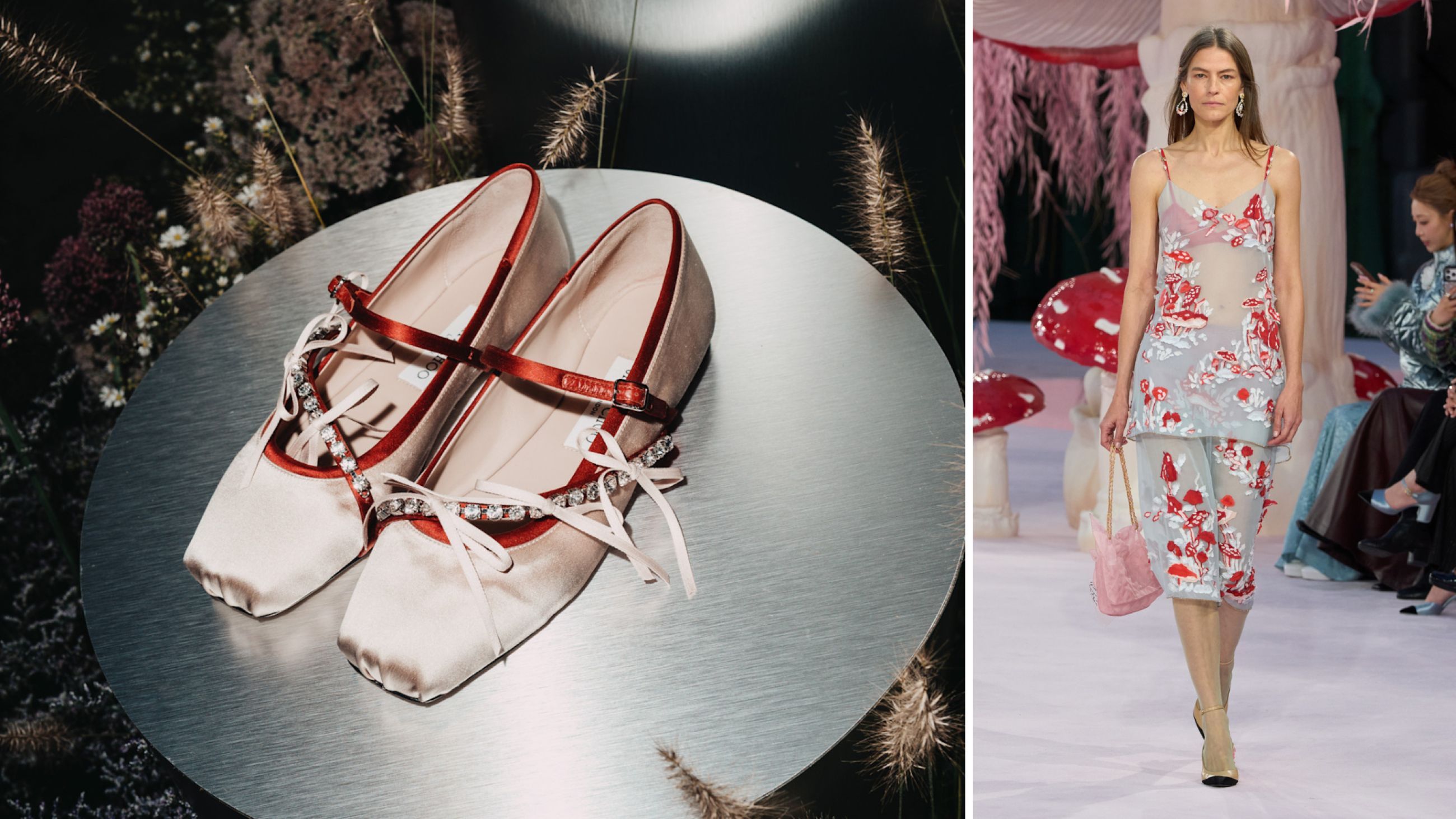 A sinistra: Jimmy Choo SS26; A destra: Chanel SS26 