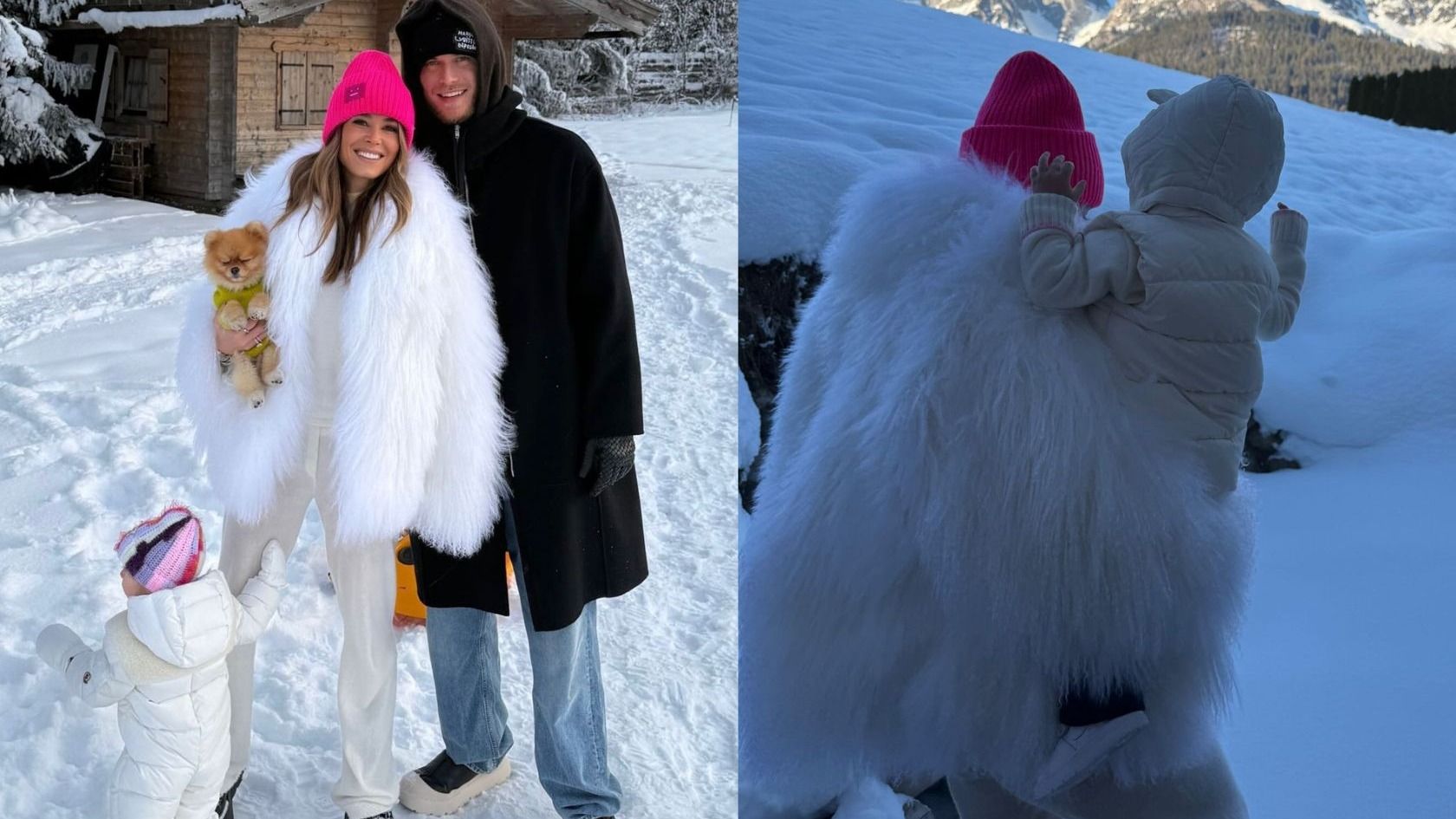 Diletta Leotta sulla neve con la figlia Aria e il marito Loris Karius
