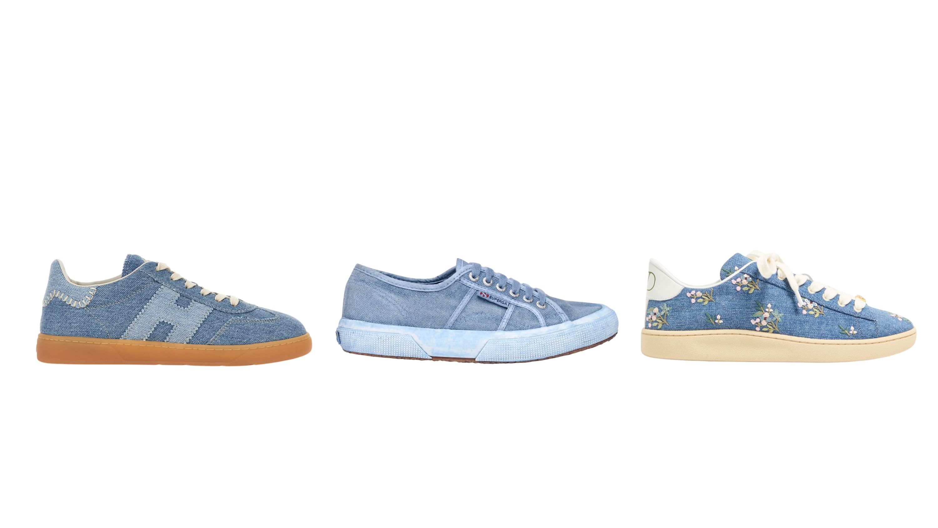 Da sinistra: Onitsuka Tiger - Credits: Launchmetrics.com/Spotlight; Emé; Jimmy Choo
Pezze per il denim 
