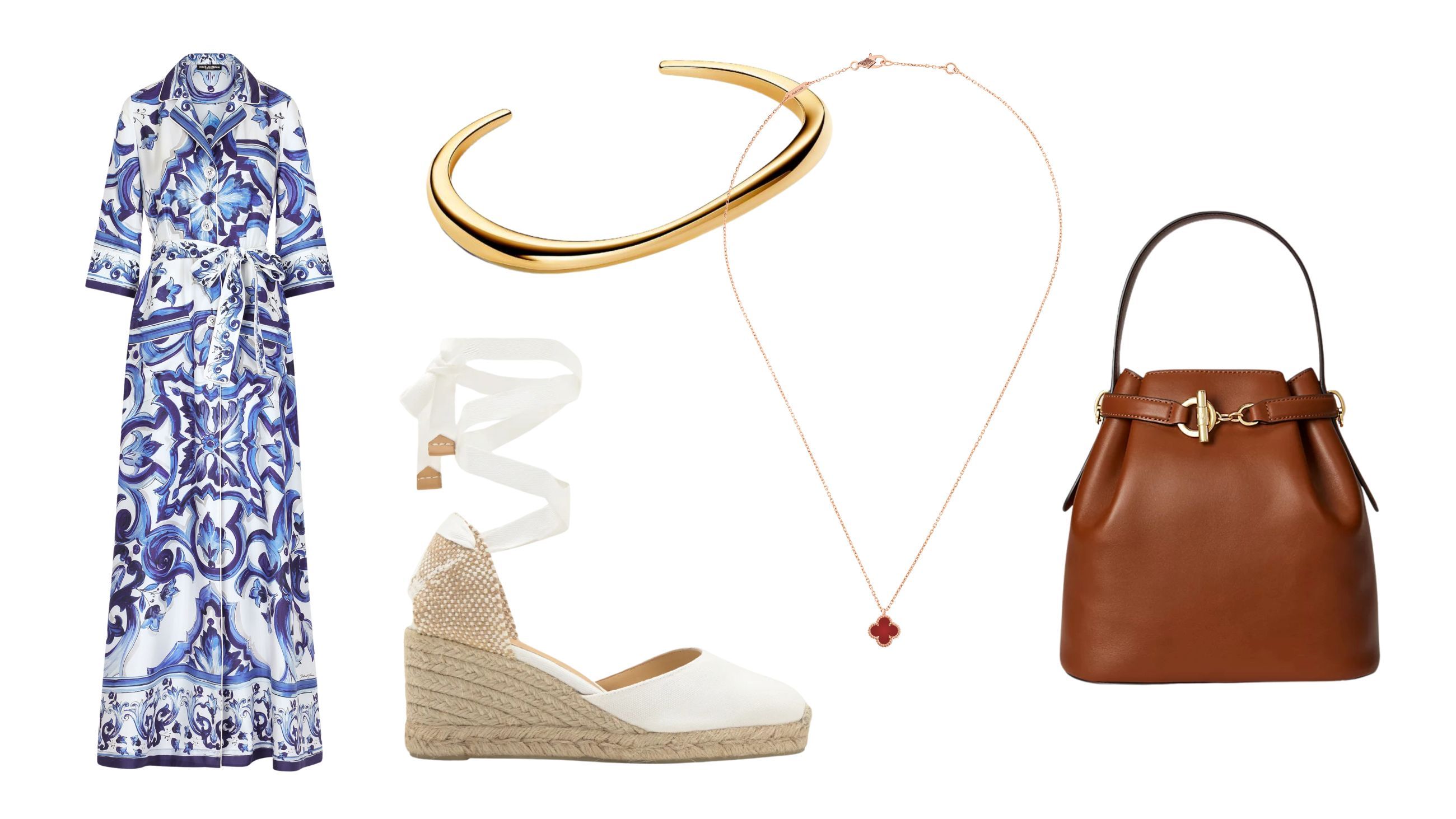 Abito, Dolce&Gabbana; scarpe, Castañer; borsa, Ralph Lauren; collana, Van Cleef & Arpel; bracciale, Pandora