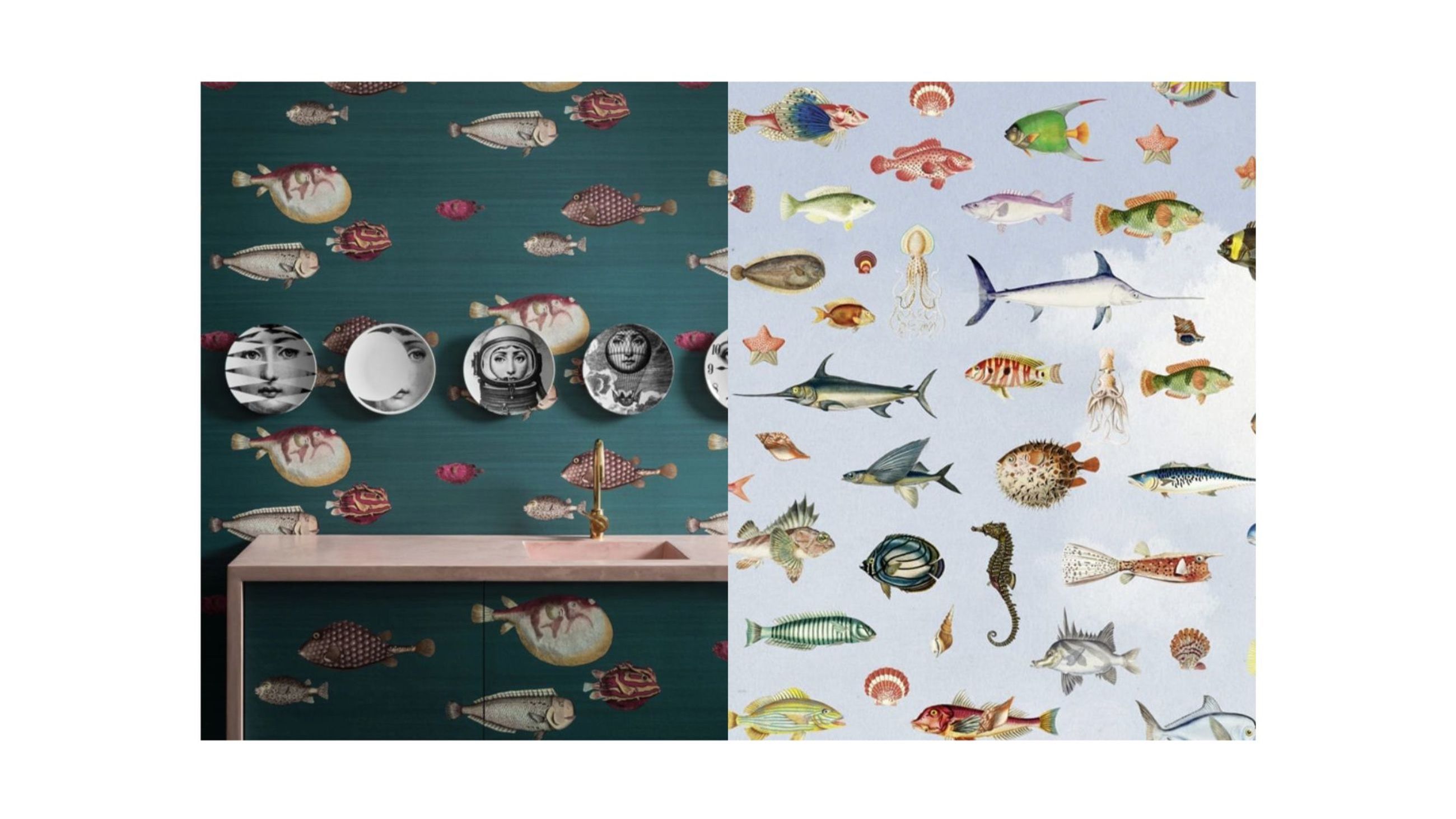 Carta da parati Acquario, Cole & Son; Collezione Under the Sea (WPN 111a), Spaghetti Wall - Courtesy Press Office