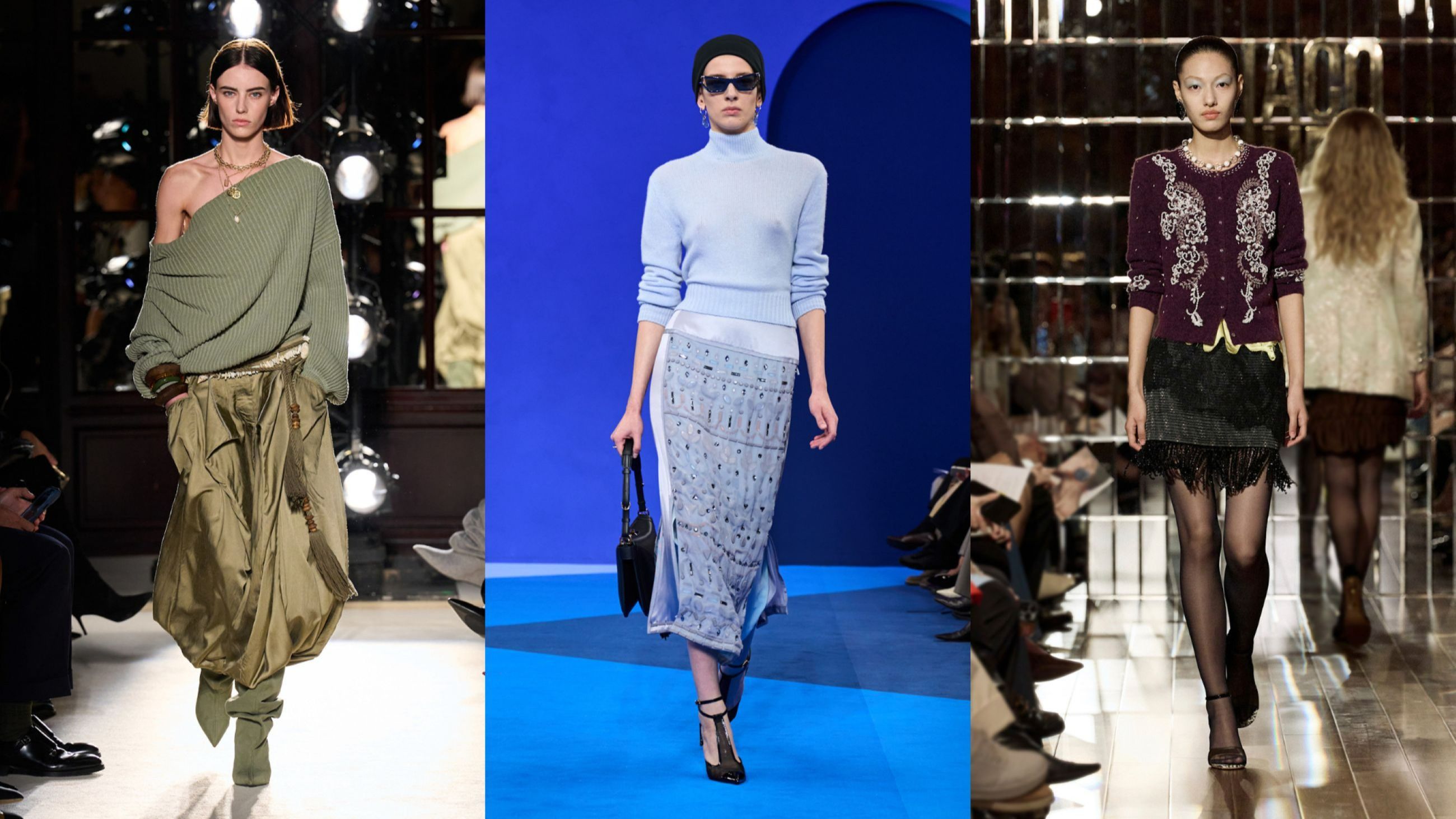 Da sinistra Balmain SS26; Lanvin SS26; Wei SS26 - Credits Launchmetrics.com/Spotlight 