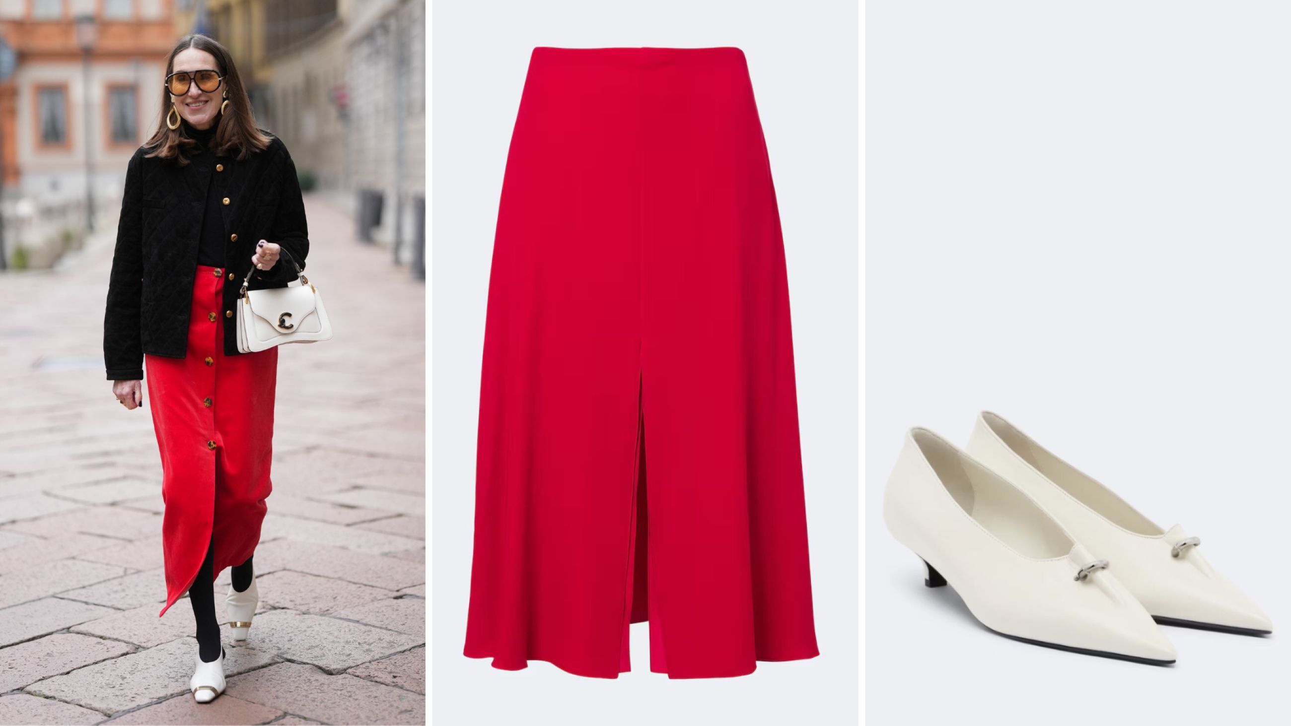 Da sinistra: Credits Getty Images; Shopping: gonna Valentino, pump Toteme 