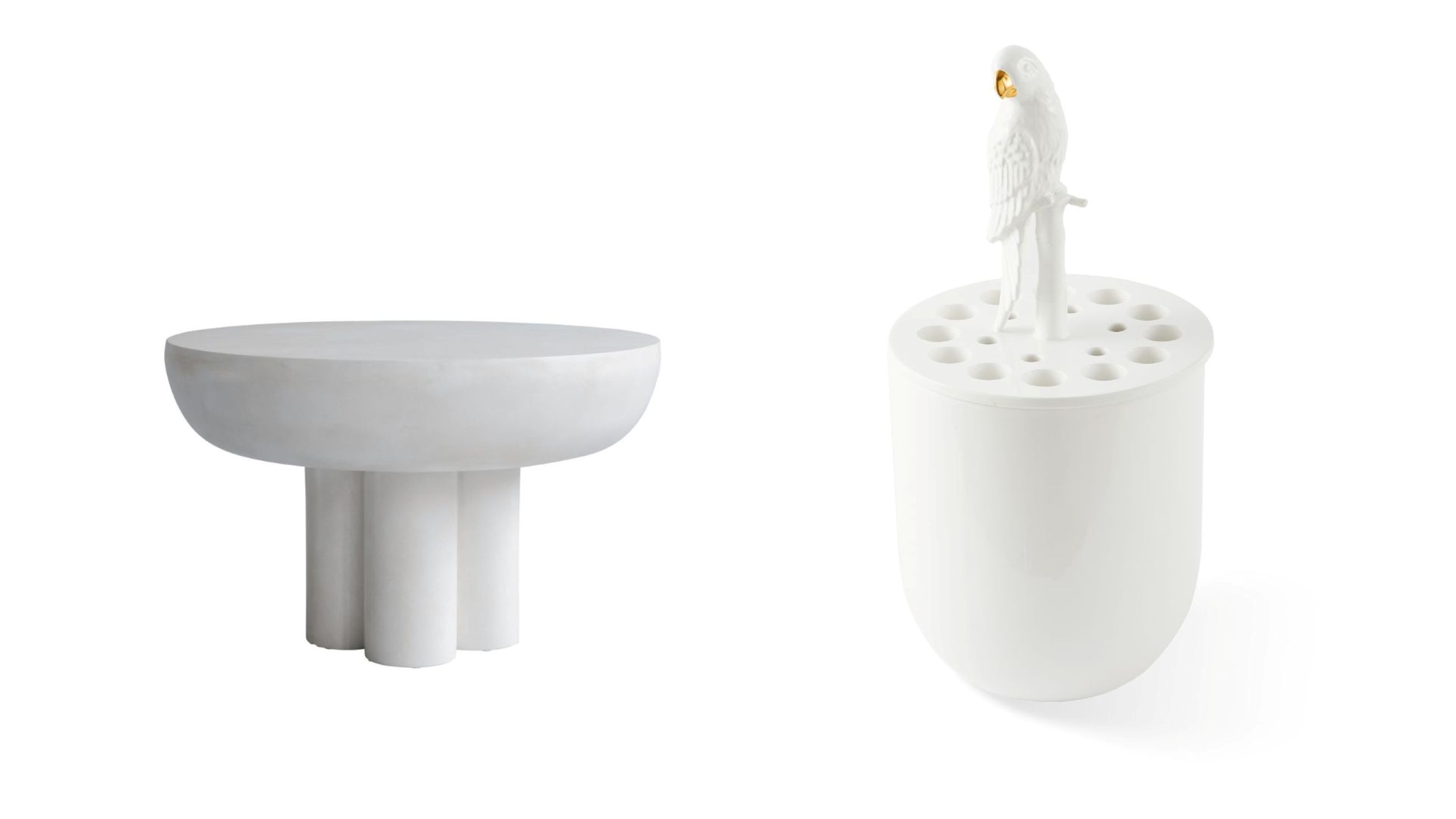 Crown Table di 101 Copenhagen; Bird Watching Vase di Pols Potten - Courtesy Press Office