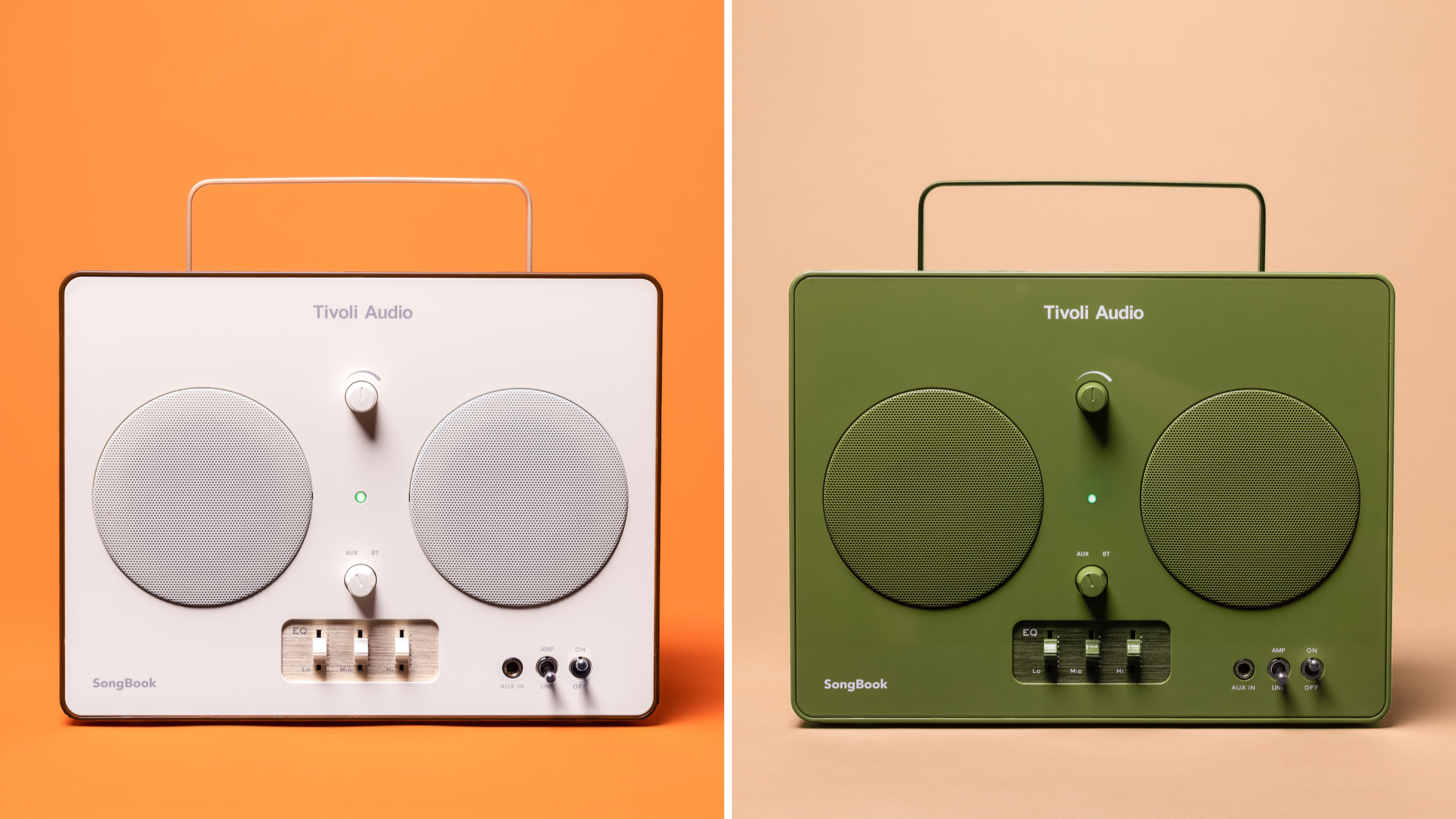 Il modello SingBook, a sinistra, nella versione color crema con profili marroni, ed il SingBook Max, nella tonalità verde oliva; Tivoli Audio
Credit: Press office 