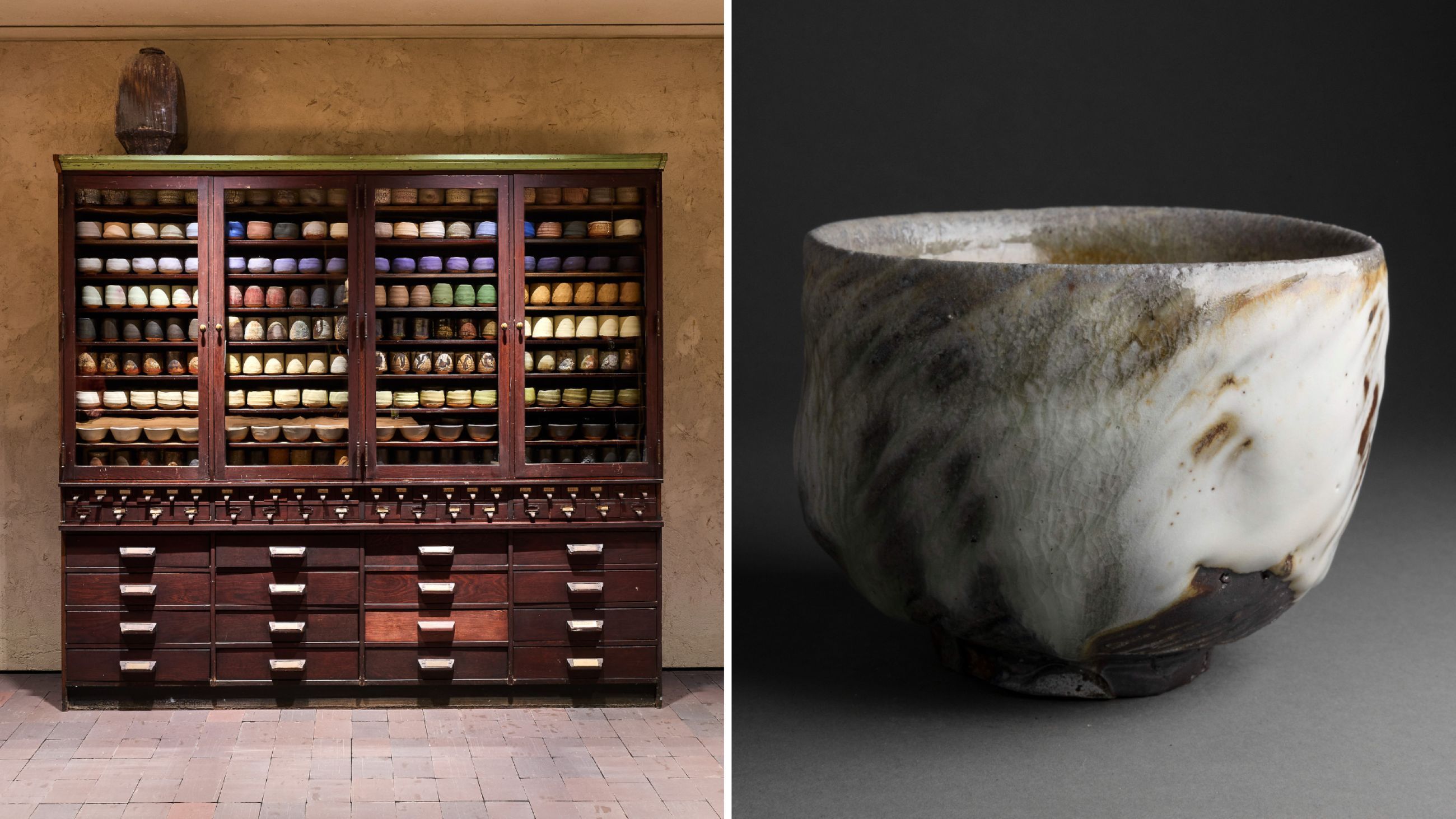 Da sinistra: Campaign Prada Home 2026; Chawan, ceremonial tea bowl, Prada - Courtesy Press Office