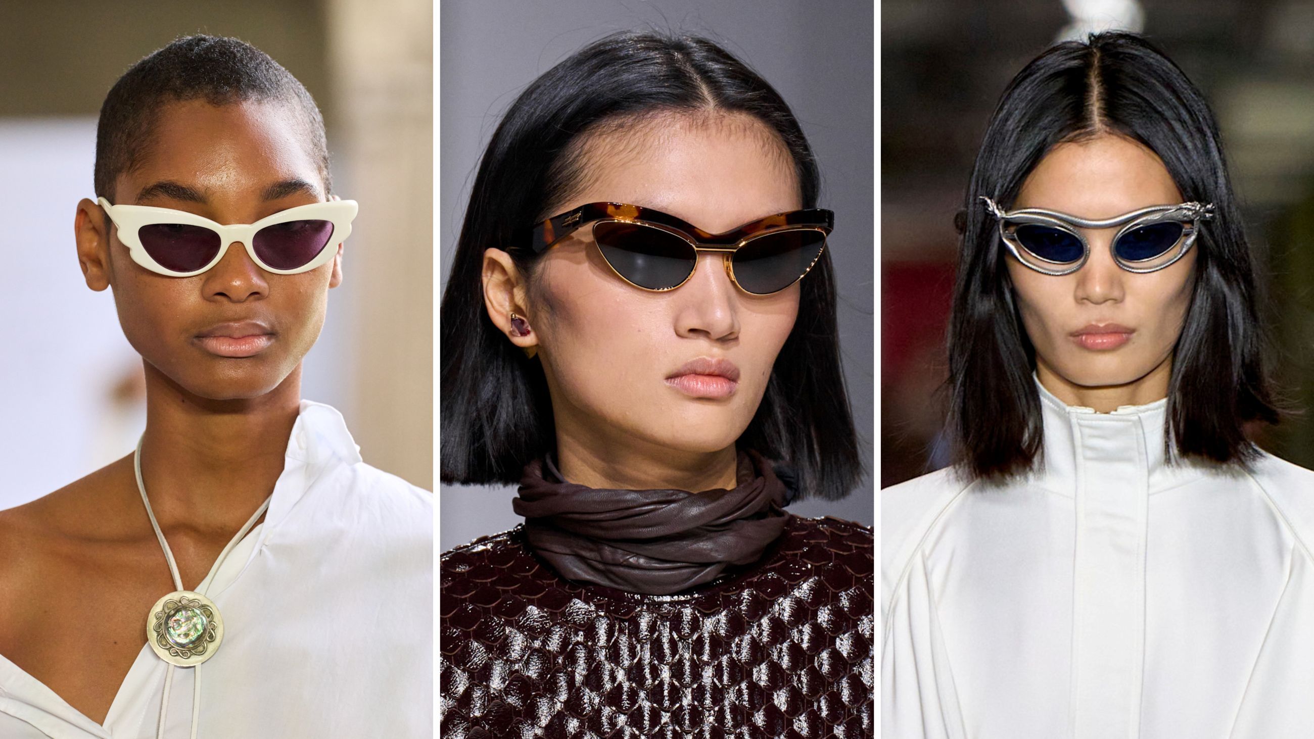 Dalle passerelle PE26: da sinistra Stella Jean; Bottega Veneta; Jean Paul Gaultier - Credits: launchmetrics.com/Spotlight