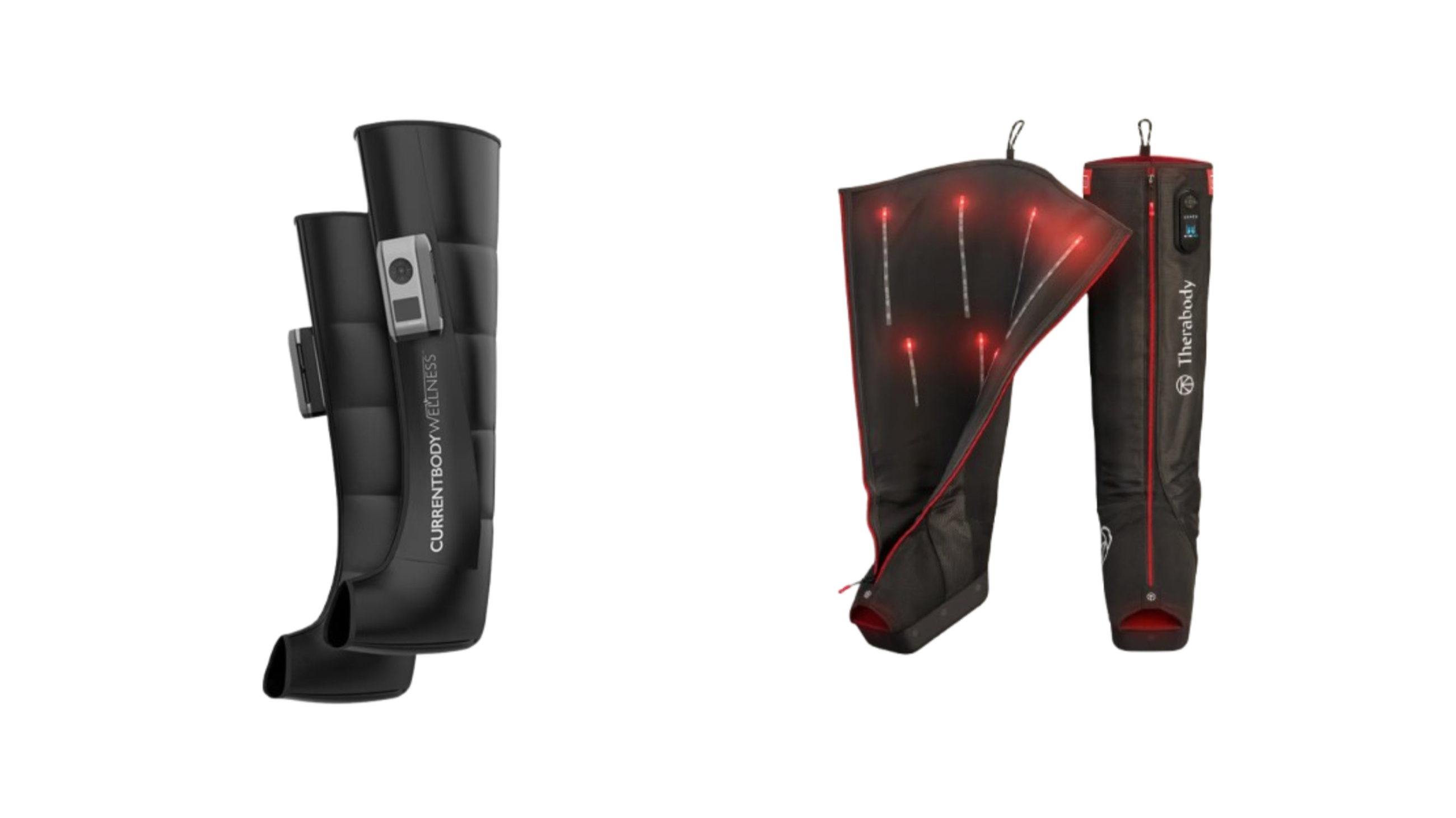  Da sinistra: Current Body, Wellness Leg Recovery Compression Boots; Therabody, Jetboots-Pro-Plus-Hero - Courtesy Press Office