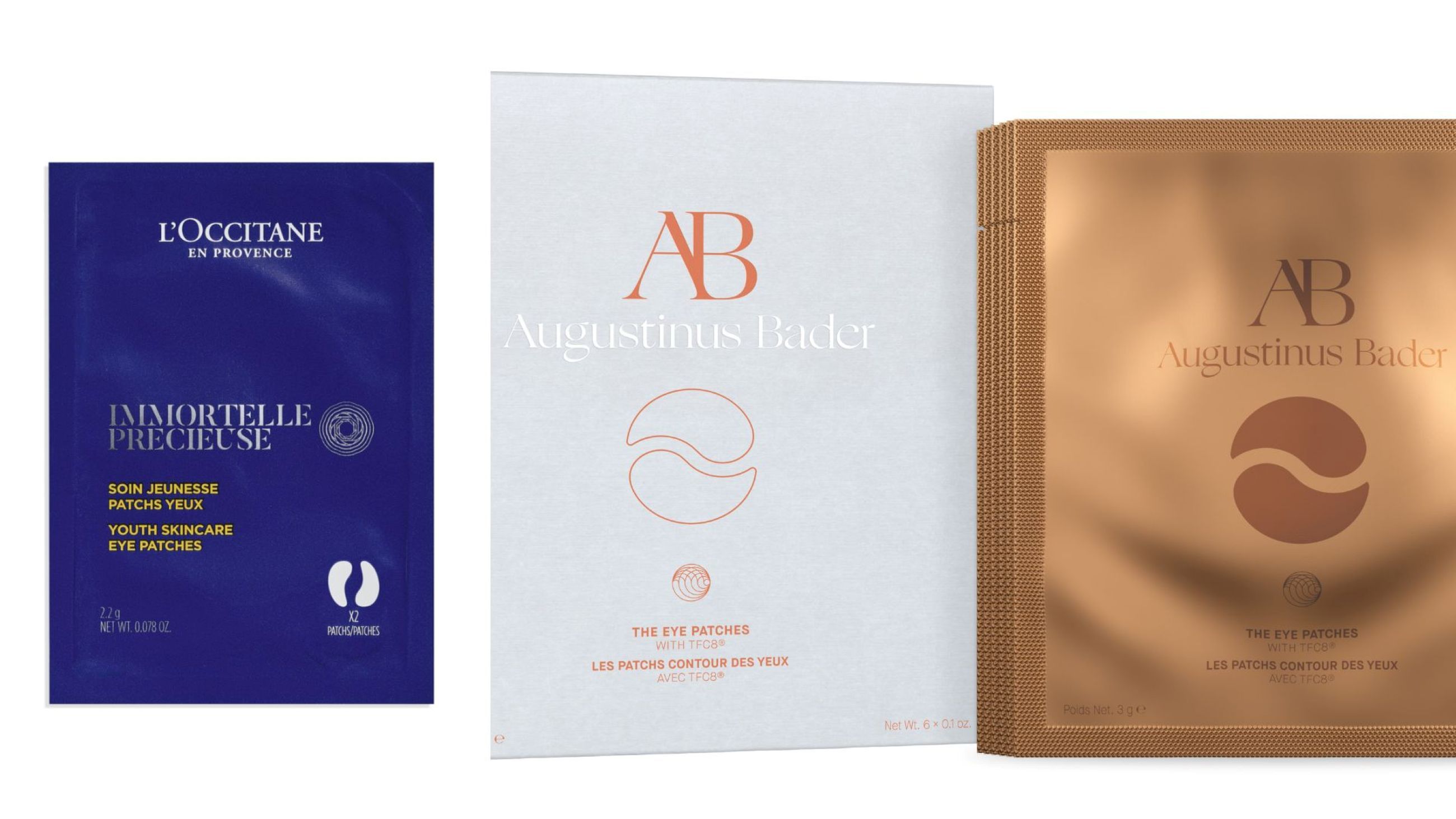 L'Occitane, Patch Occhi Proactive Précieuse; Augustinus Bader, The Eye Patches - Credits: Courtesy Press Office