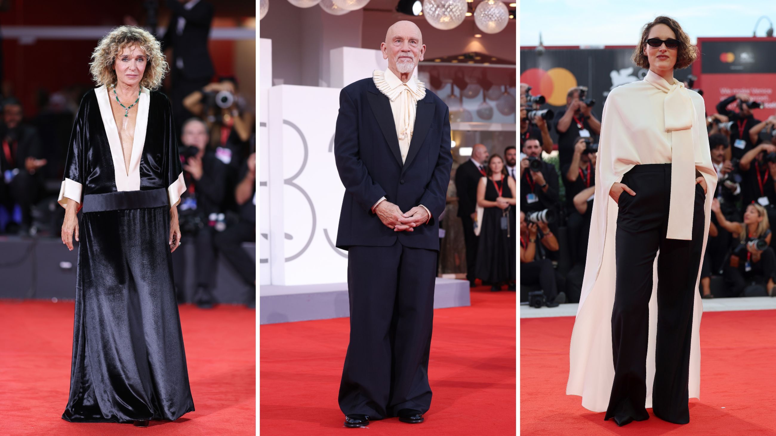 Da sinistra: Valeria Golino; John Malkovich; Phoebe Waller-Bridge - Credits Getty Images