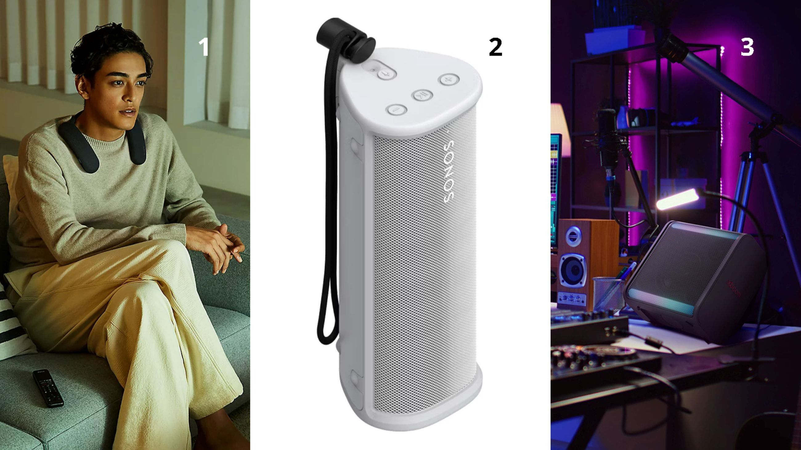 1. Sony Bravia Theatre U; 2. Sonos Roam 2; 3. LG XBOOM Stage 301 - Credits: M. Dall’Ava