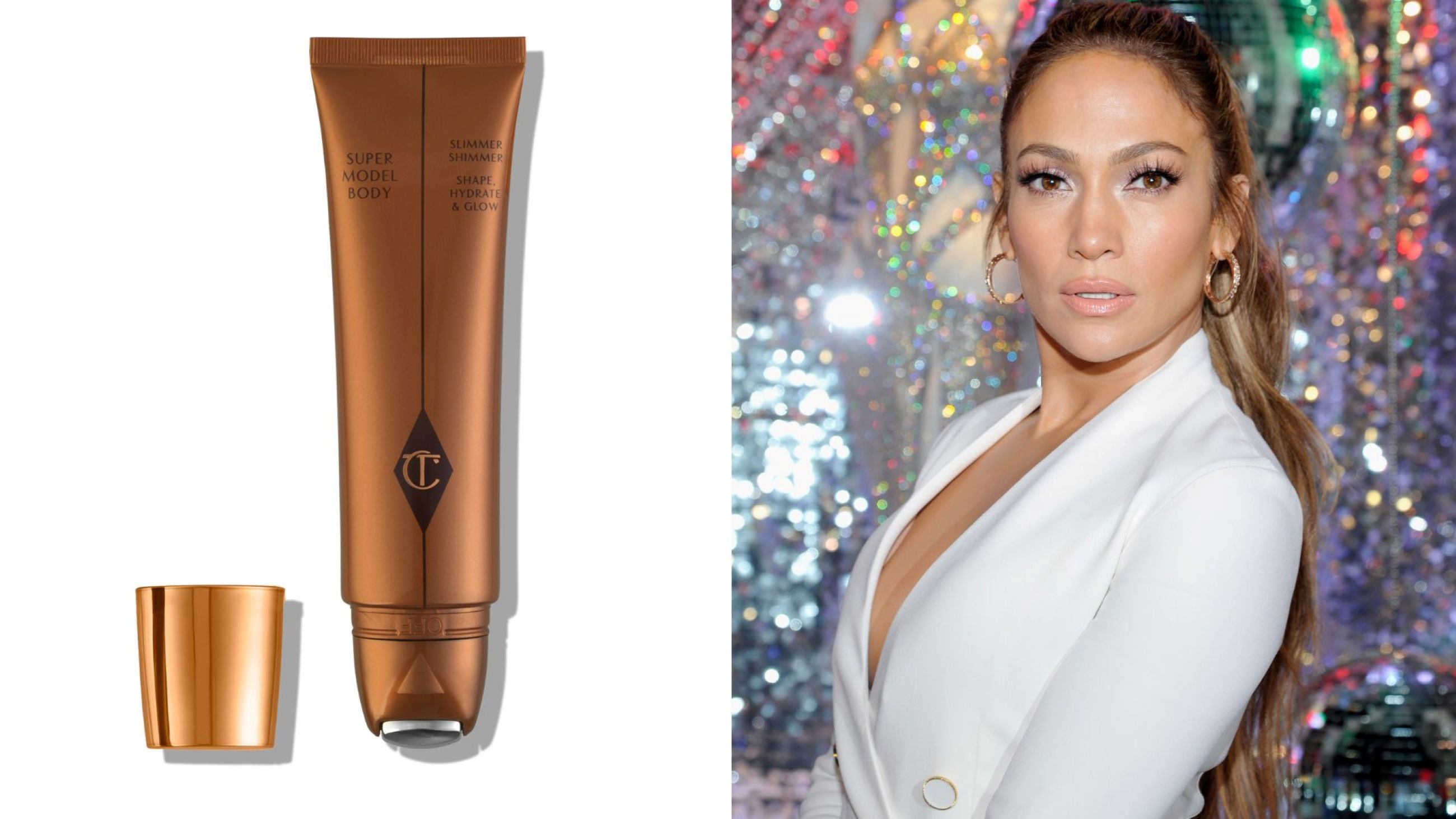 Charlotte Tilbury, Supermodel Body; Jennifer Lopez - Credits: Courtesy Press Office; Getty Images
