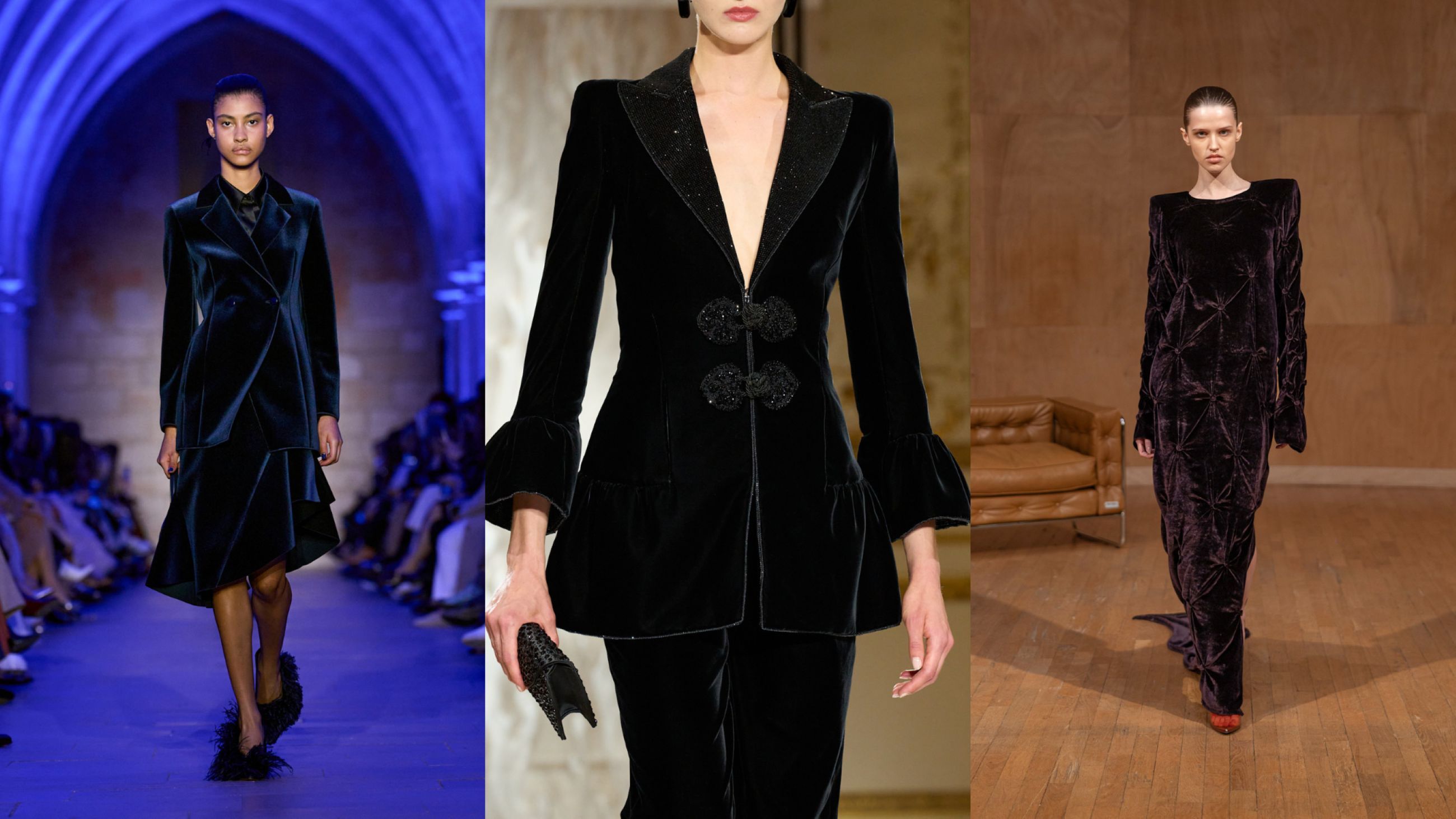 Da sinistra Akris; Armani Privé; Kegels FW25 - Credits Launchmetrics.com/Spotlight