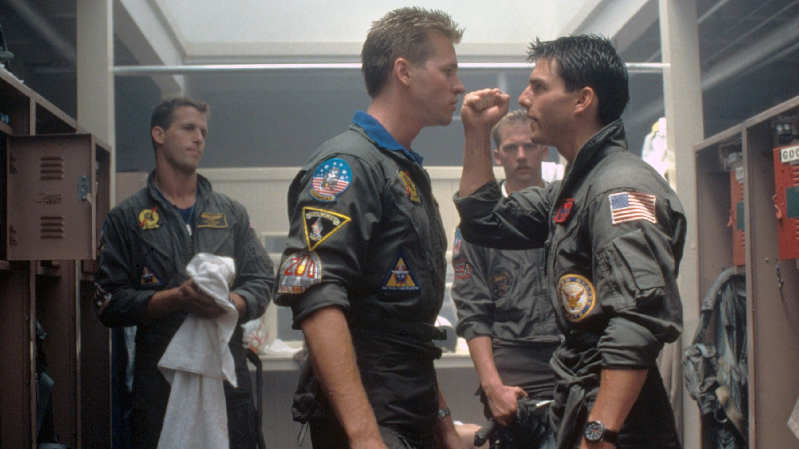 Val Kilmer e Tom Cruise sul set di Top Gun, 1986 - Credits Getty Images