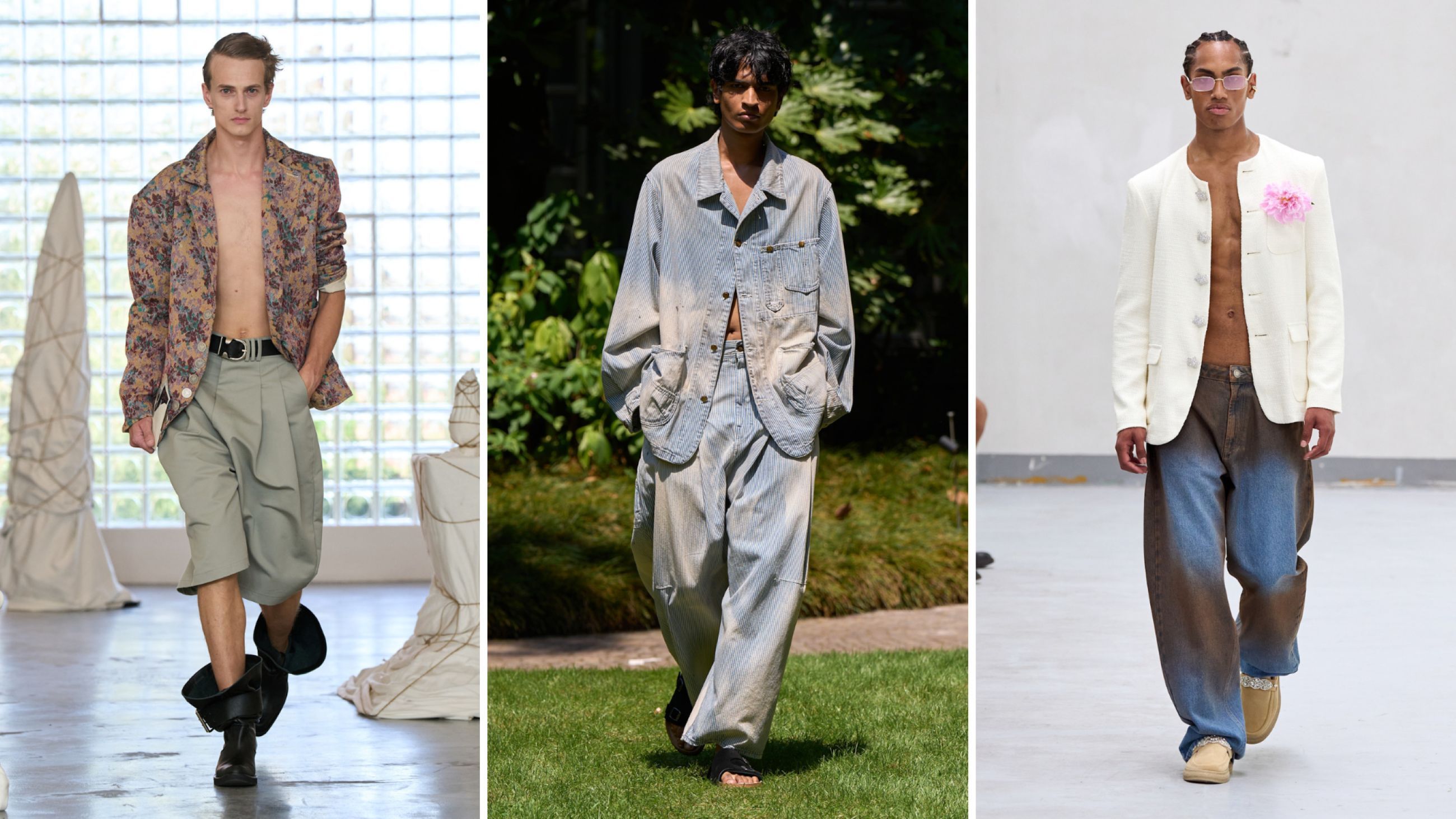 Da sinistra: Domenico Orefice SS27; Shinyakozuka SS27; Garcias SS27 - Credits Launchmetrics.com/Spotlight