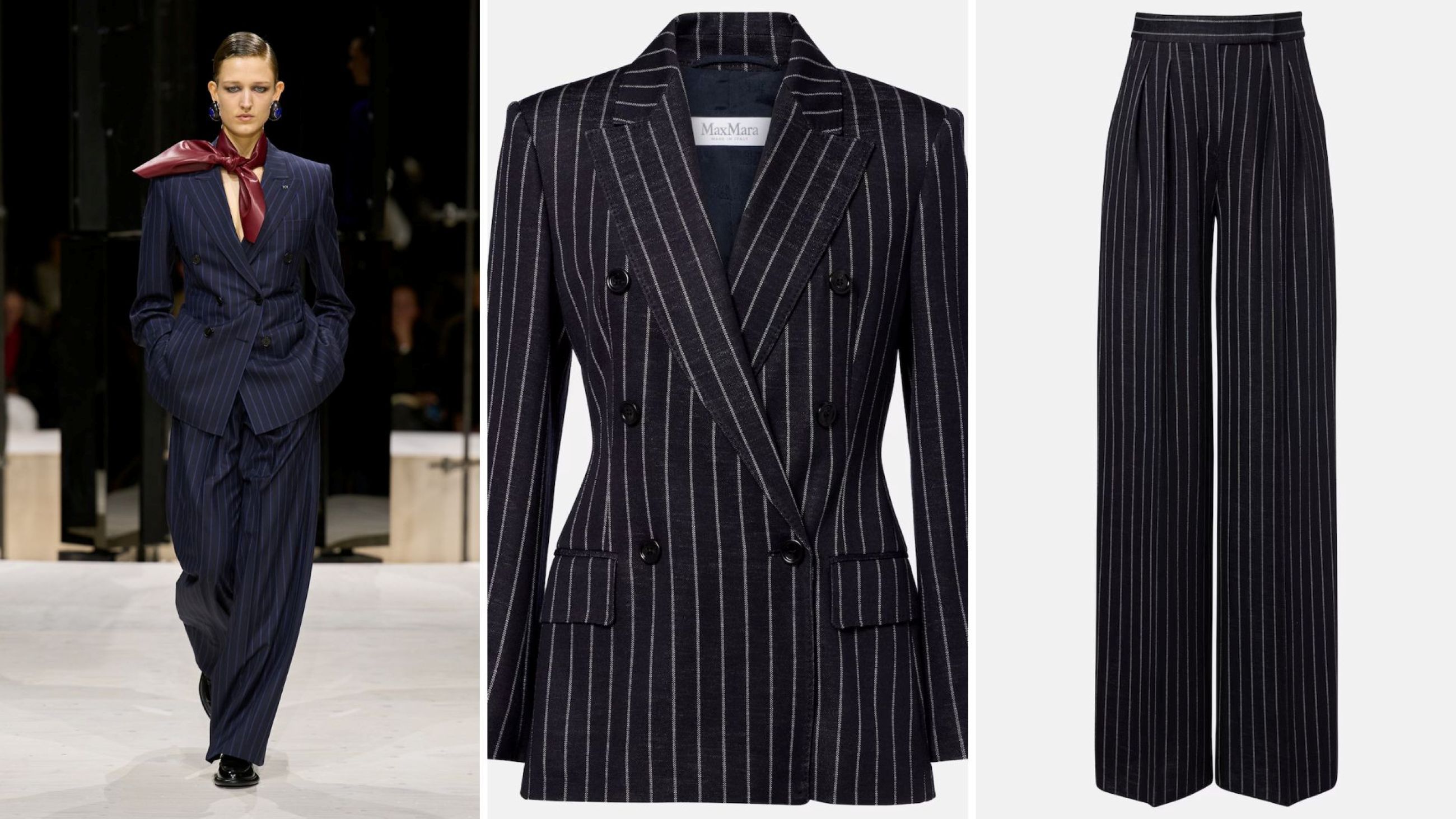 Givenchy FW26; Tailleur gessato di Max Mara - Credits: Launchmetrics.com/Spotlight; Courtesy Press Office