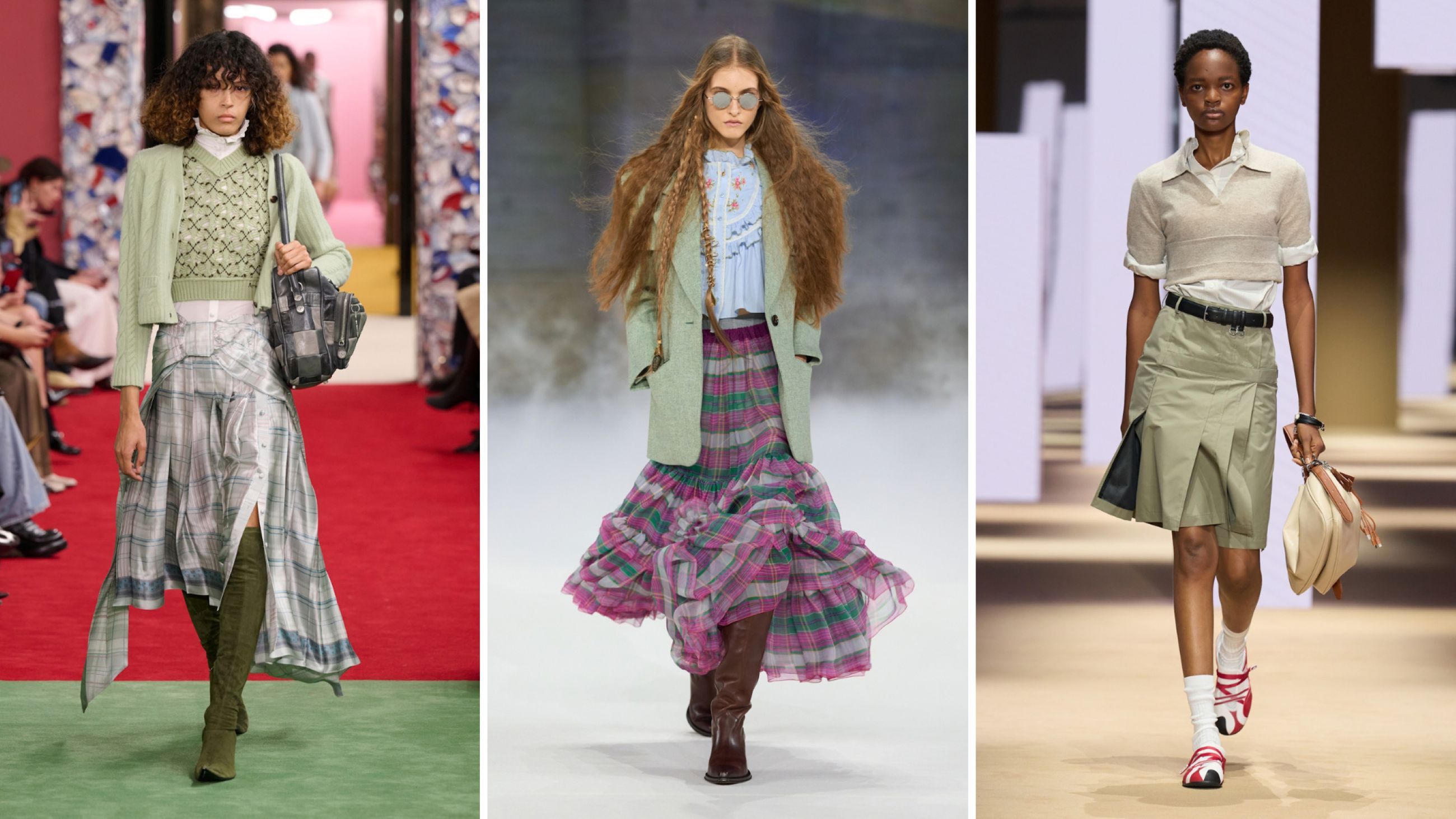 Da sinistra: Acne Studios, Chloe, Fila Autunno/Inverno 2026-2027 - Credits Launchmetrics.com/Spotlight