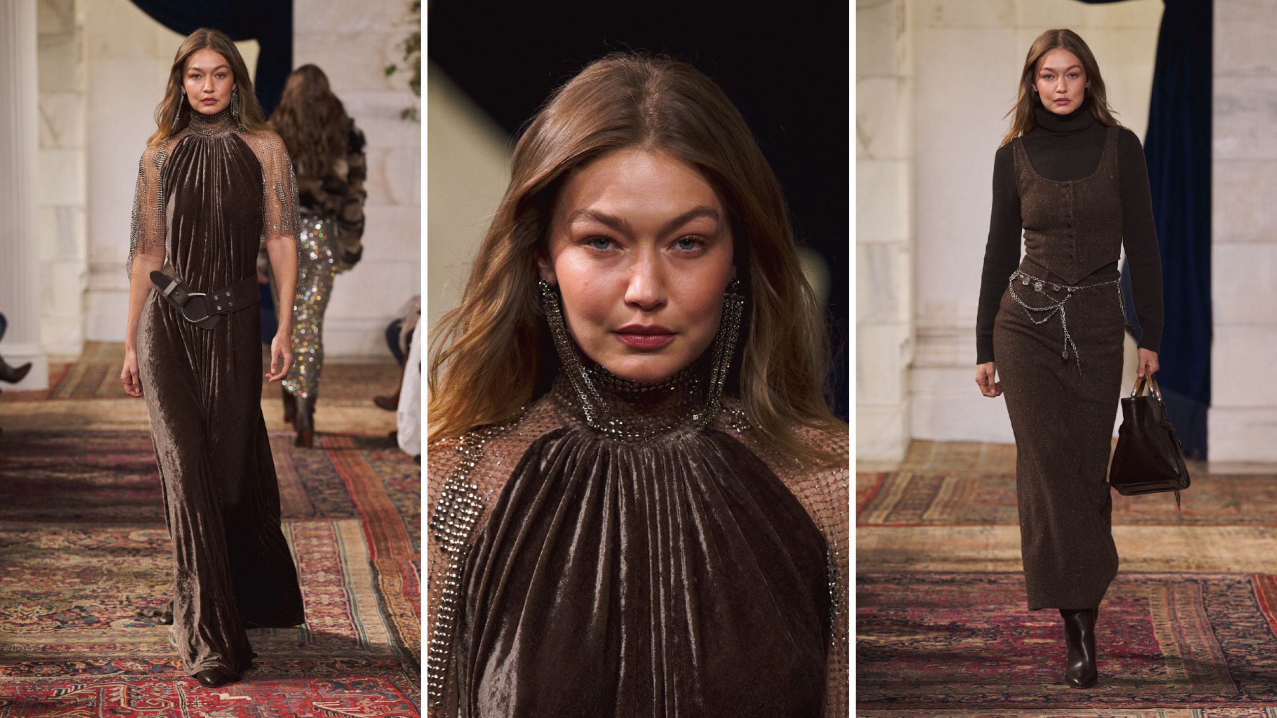 Gigi Hadid sfila per Ralph Lauren FW26 - Credits Launchmetrics.com/Spotlight