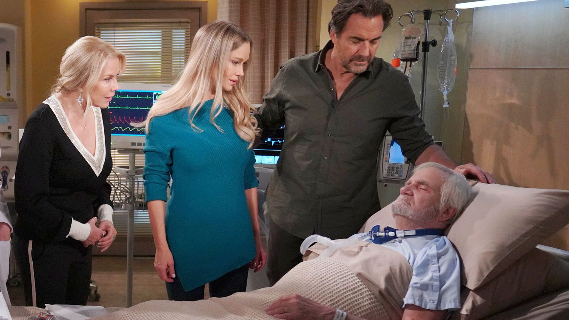 Katherine Kelly Lang (Brooke), Jennifer Gareis (Donna), Thorsten Kaye (Ridge) e Thomas McCook (Eric) in una scena di Beautiful