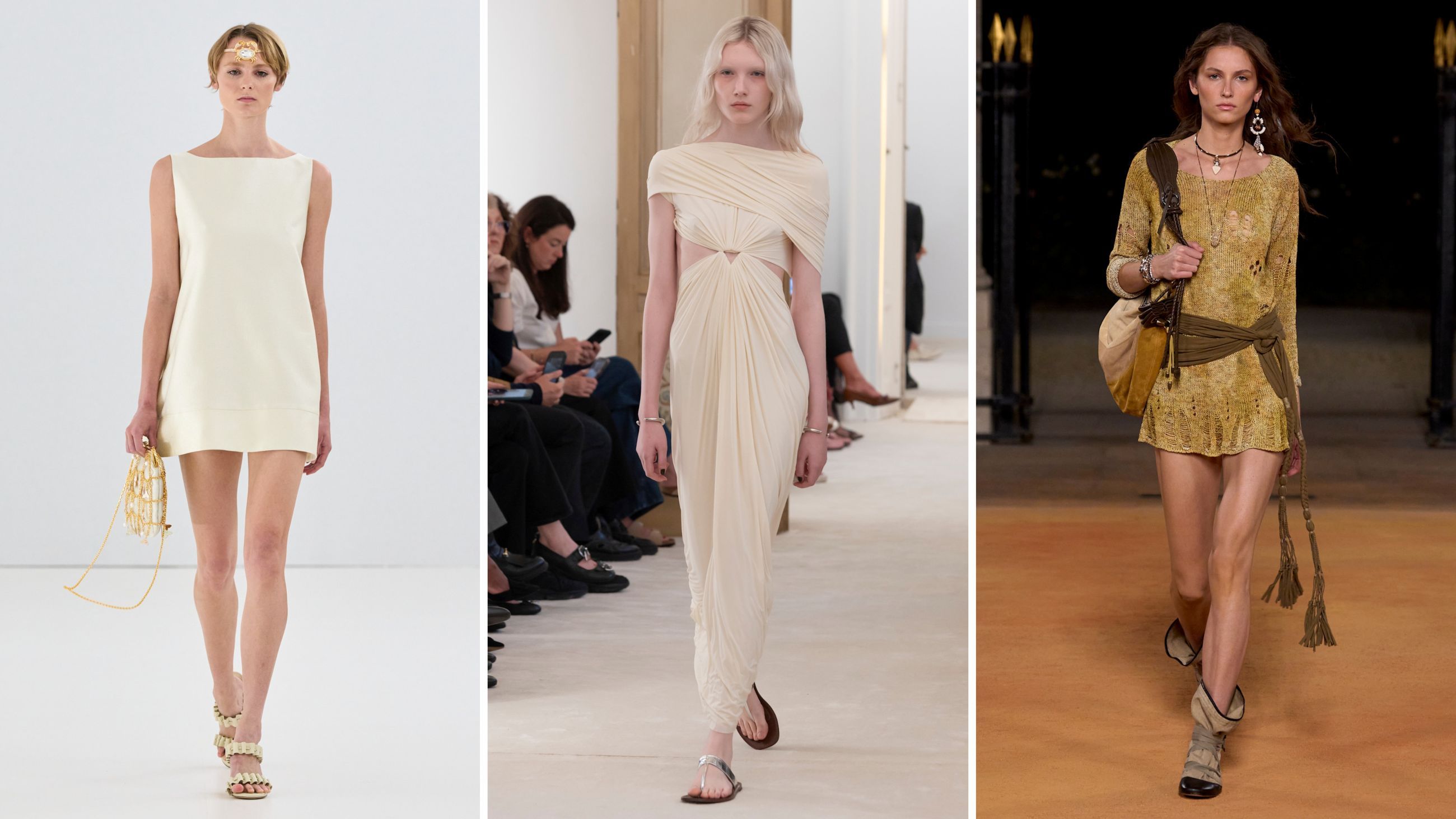 Da sinistra, look dalle sfilate PE26 di Vivetta, Alberta Ferreti e Isabel Marant - Credits: Launchmetrics.com/Spotlight