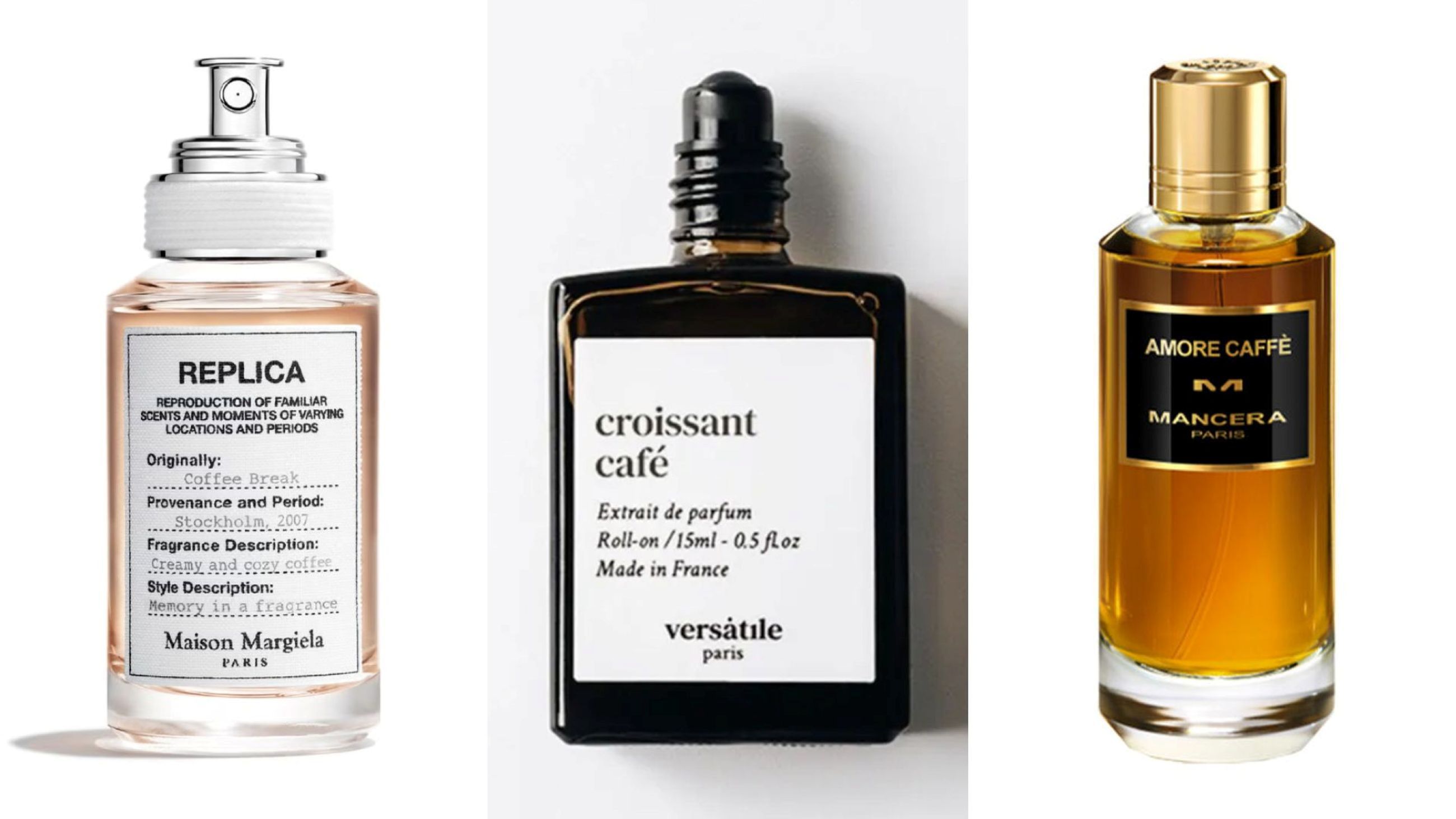 Maison Margiela Replica, Coffee Brea; Versatile Paris, Croissant Cafe; Mancera, Amore Caffè - Courtesy Press Office

