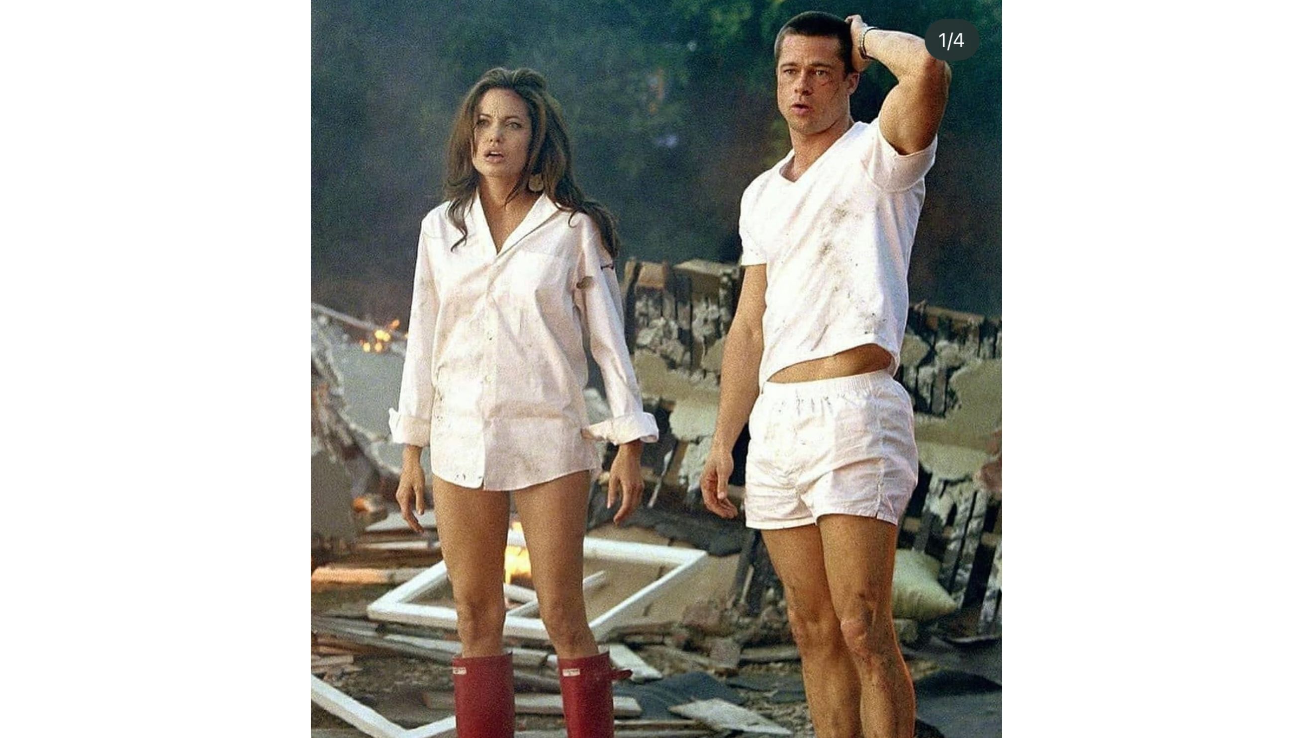 Angelina Jolie e Brad Pitt sul set di Mr. e Mrs. Smith, 2005
Credits: Instagram