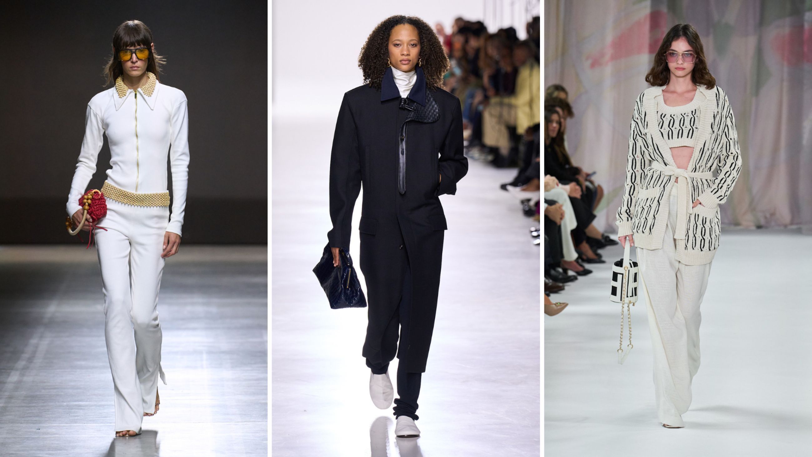 Da sinistra: Tokyo James; Bottega Veneta; Laura Biagiotti SS26 - Credits Launchmetrics.com/Spotlight
