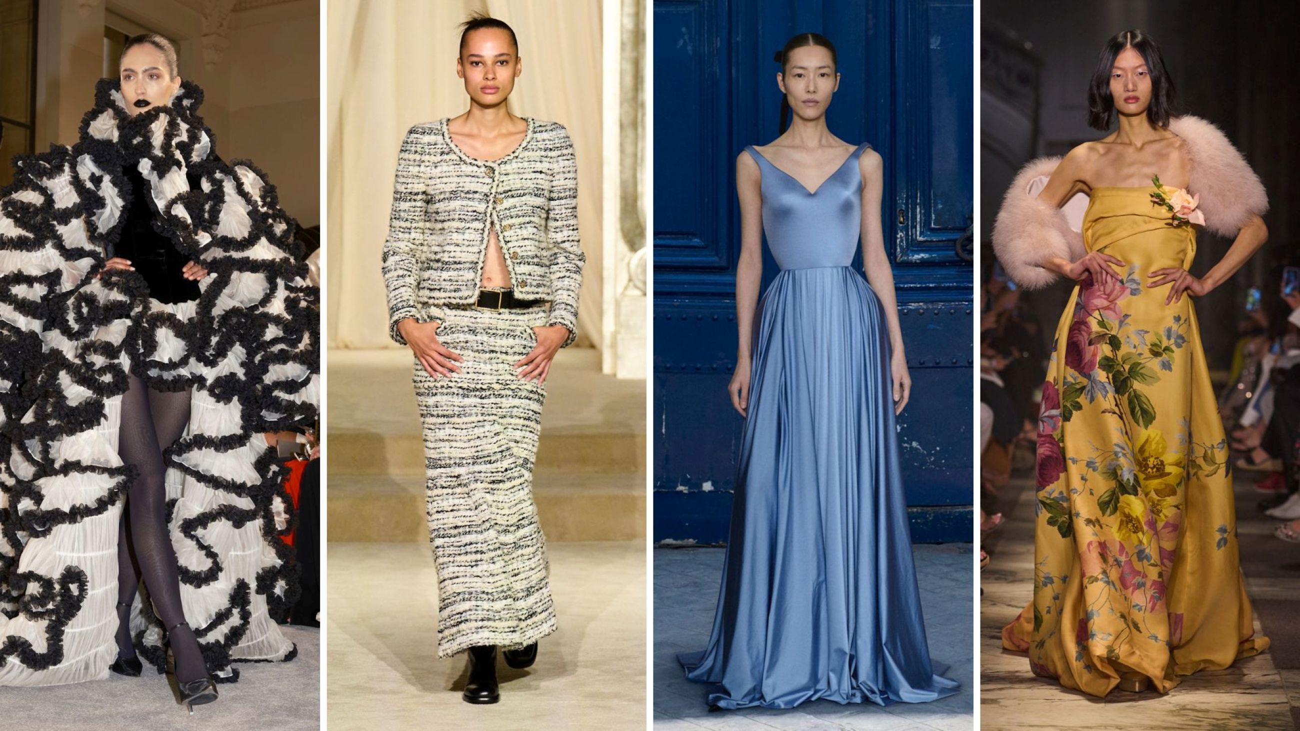 Schiaparelli HC FW25; Chanel HC FW25; Balenciaga HC FW25; Elie Saab HC FW25 - Credits: Launchmetrics.com/Spotlight 