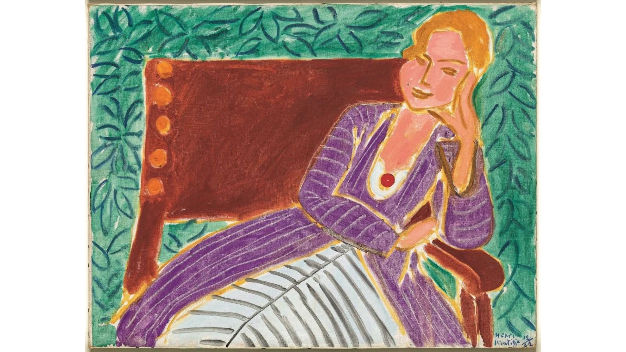 Henri Matisse, Jeune fille assise, robe persane, 1942. Olio su tela, 43 x 56 cm. Musée national Picasso, Parigi. Credito foto: RMN-Grand Palais / Mathieu Rabeau/ Dist. Foto SCALA, Firenze
