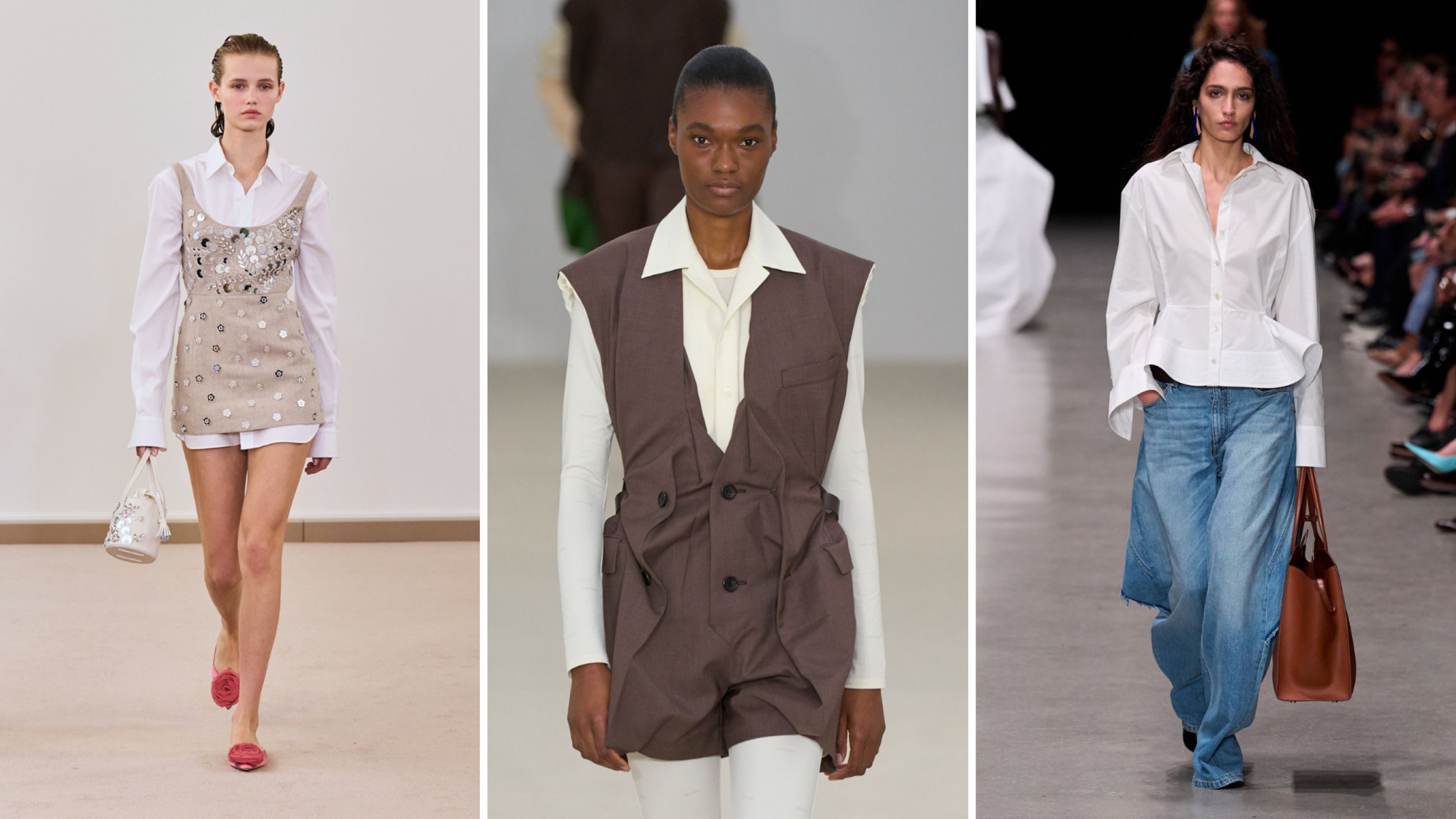 Da sinistra: Giambattista Valli; Issey Miyake; Stella Mccartney SS26 - Credits Launchmetrics.com/Spotlight